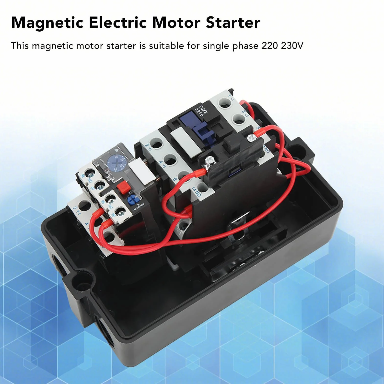 Naroote Interruptor de Control de Arranque de Motor Magnético Monofásico, Protección Inteligente, Fácil Operación, Ideal para Aplicaciones de Compresor de Aire y Agua, 1 Pieza en Material ABS