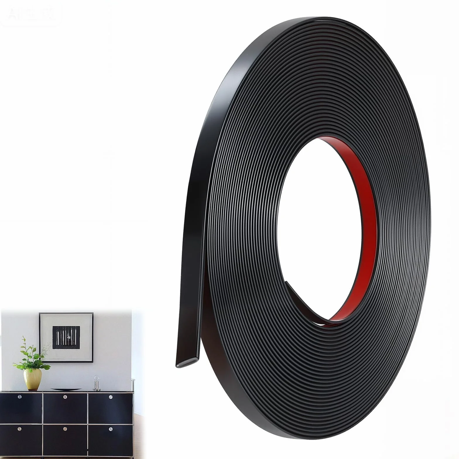 Molduras de Pared Autoadhesivas PVC Flexible 7 m x 1 cm Negro para Decoración de Espejos Ventanas