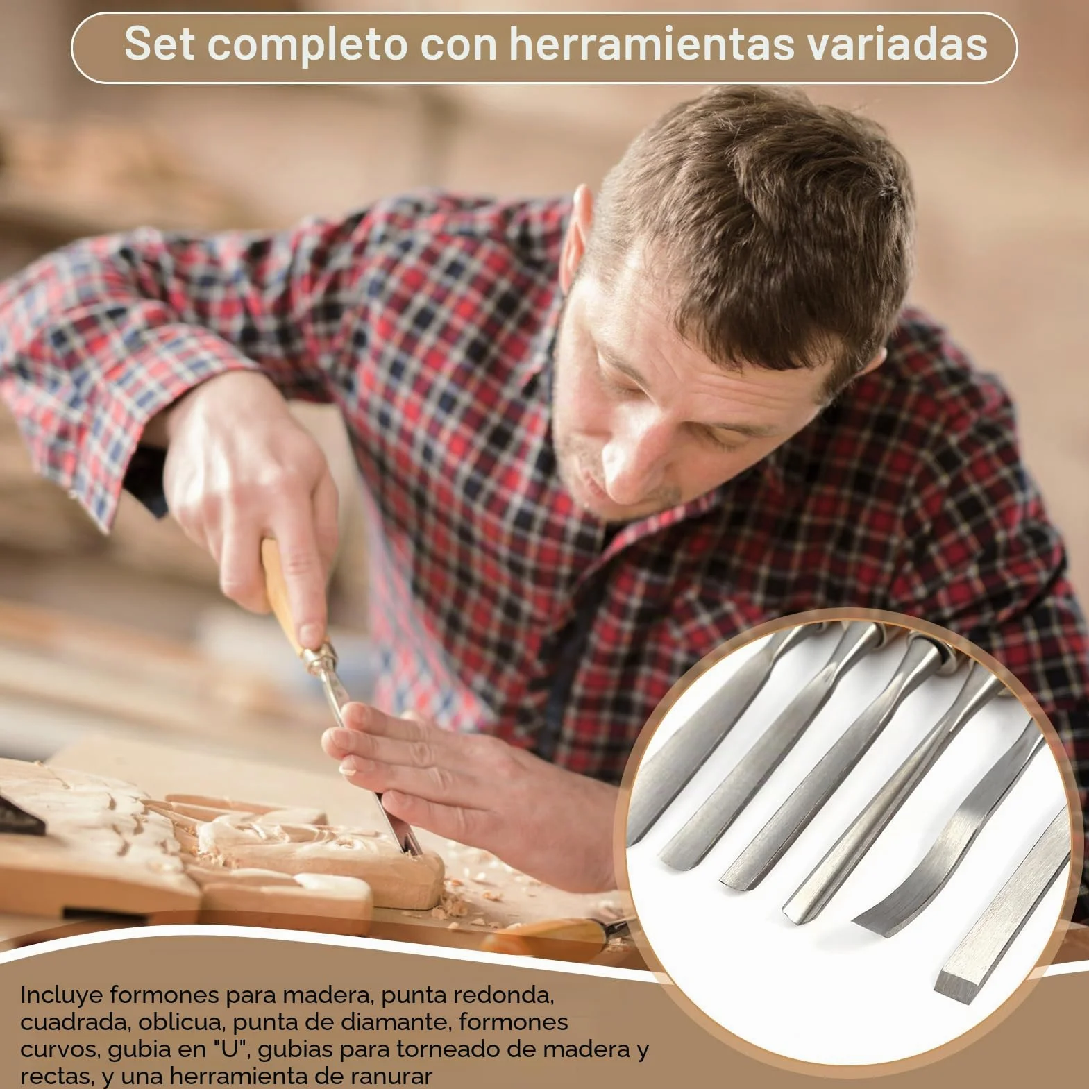 Juego de Cinceles para Madera, 12 Piezas, Cuchillo para Tallar Madera Profesional
