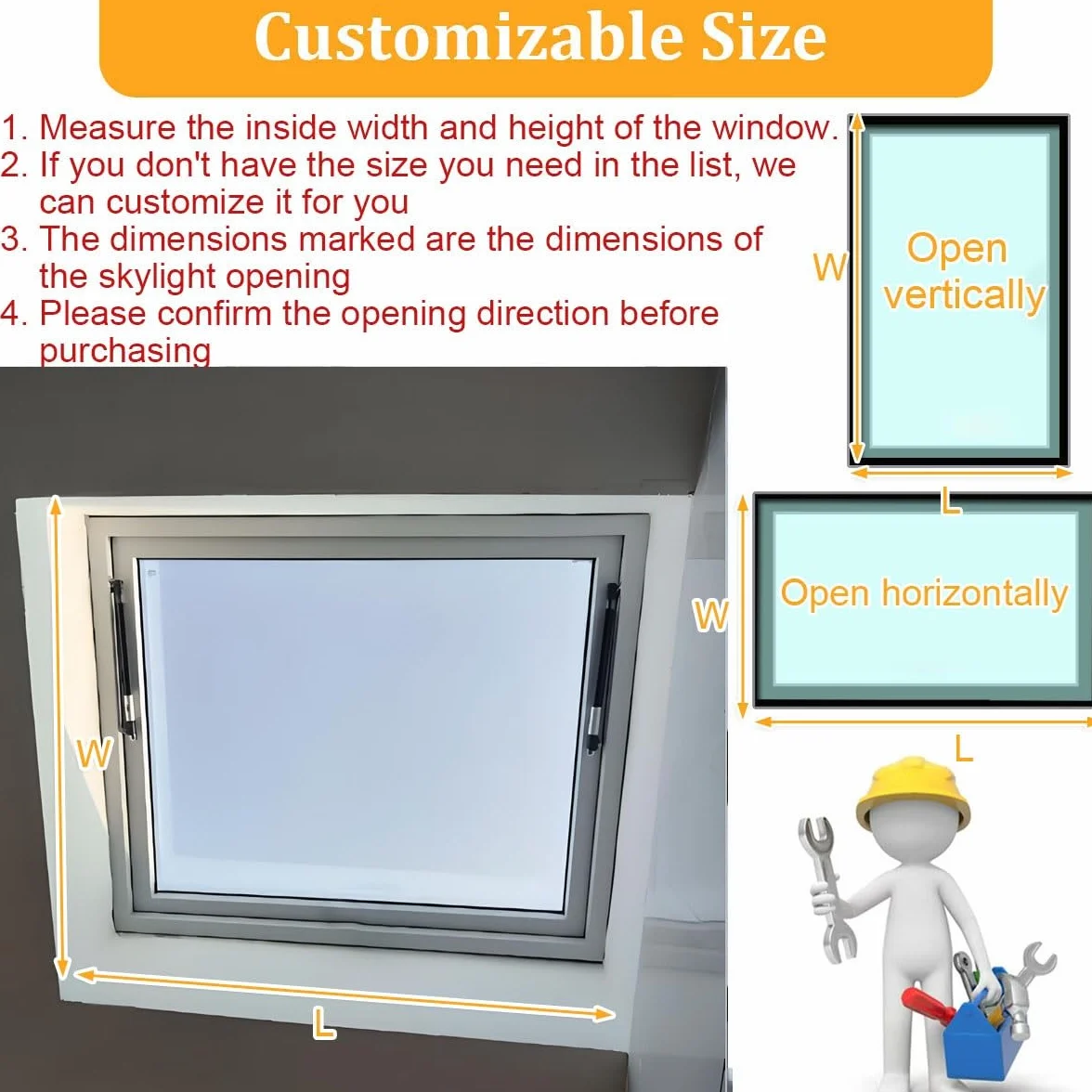 Ventana de Techo Eléctrica con Control Remoto, Tragaluz de Aluminio con Vidrio Templado Doble, Sensor de Lluvia Automático, Claraboya para Azotea, Sótano, Ático(White,LxW 70 x 70 cm)