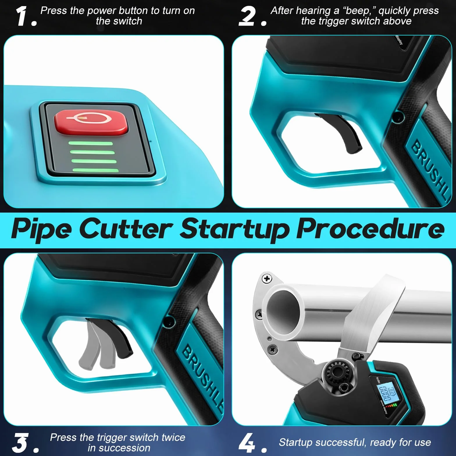 Cortatubos Eléctrico Inalámbrico Compatible con Makita 18V, Tijera Eléctrica de Litio con Motor Brushless para PVC, PPR, PE, PEX y Tubos de Plástico, Capacidad 50 mm (Sin Batería)