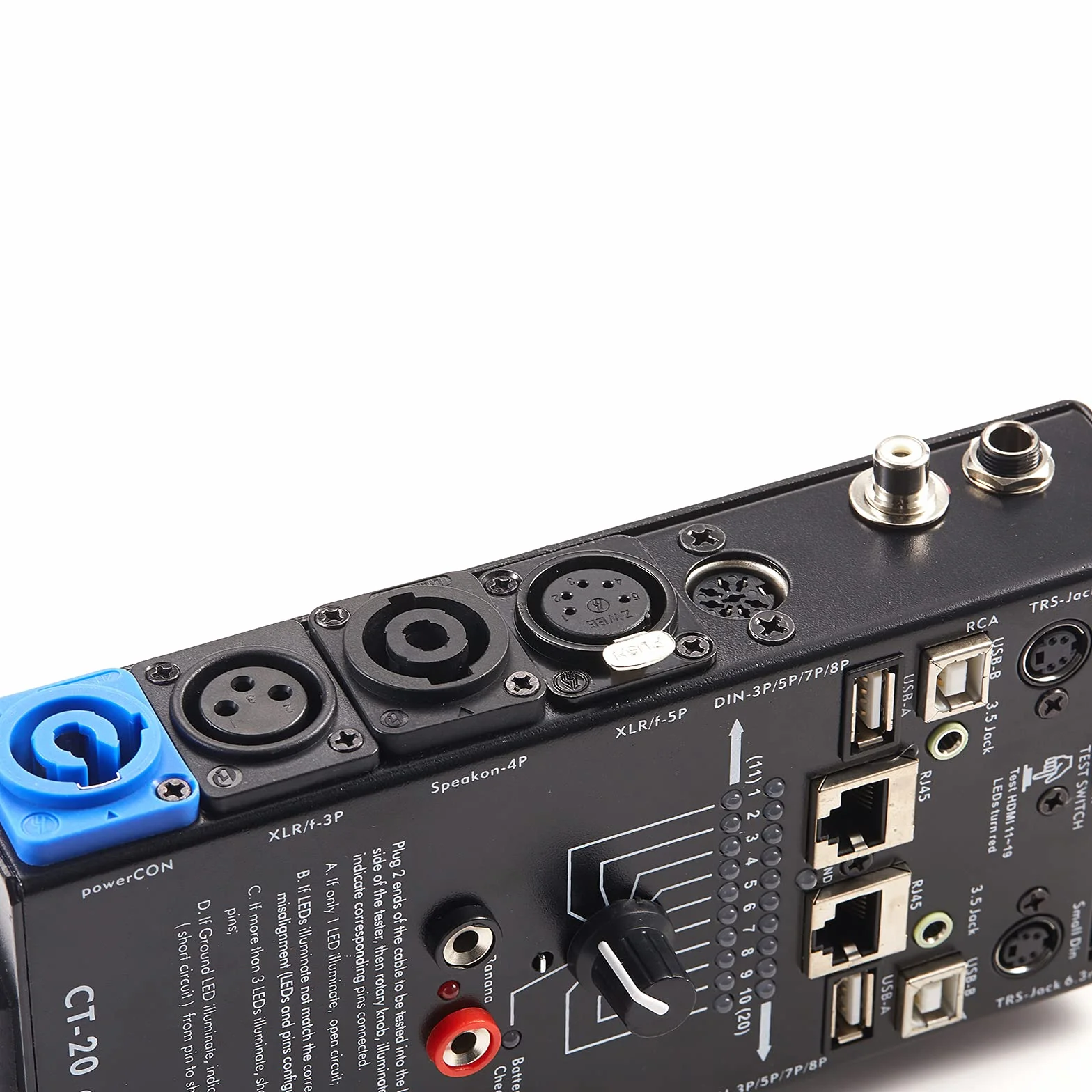MFL. Probador de cable de audio de 15 enchufes, buscador de líneas, negro, 15 en 1, interruptor de 10 vías, rastreador de cables con indicadores LED, rectangular
