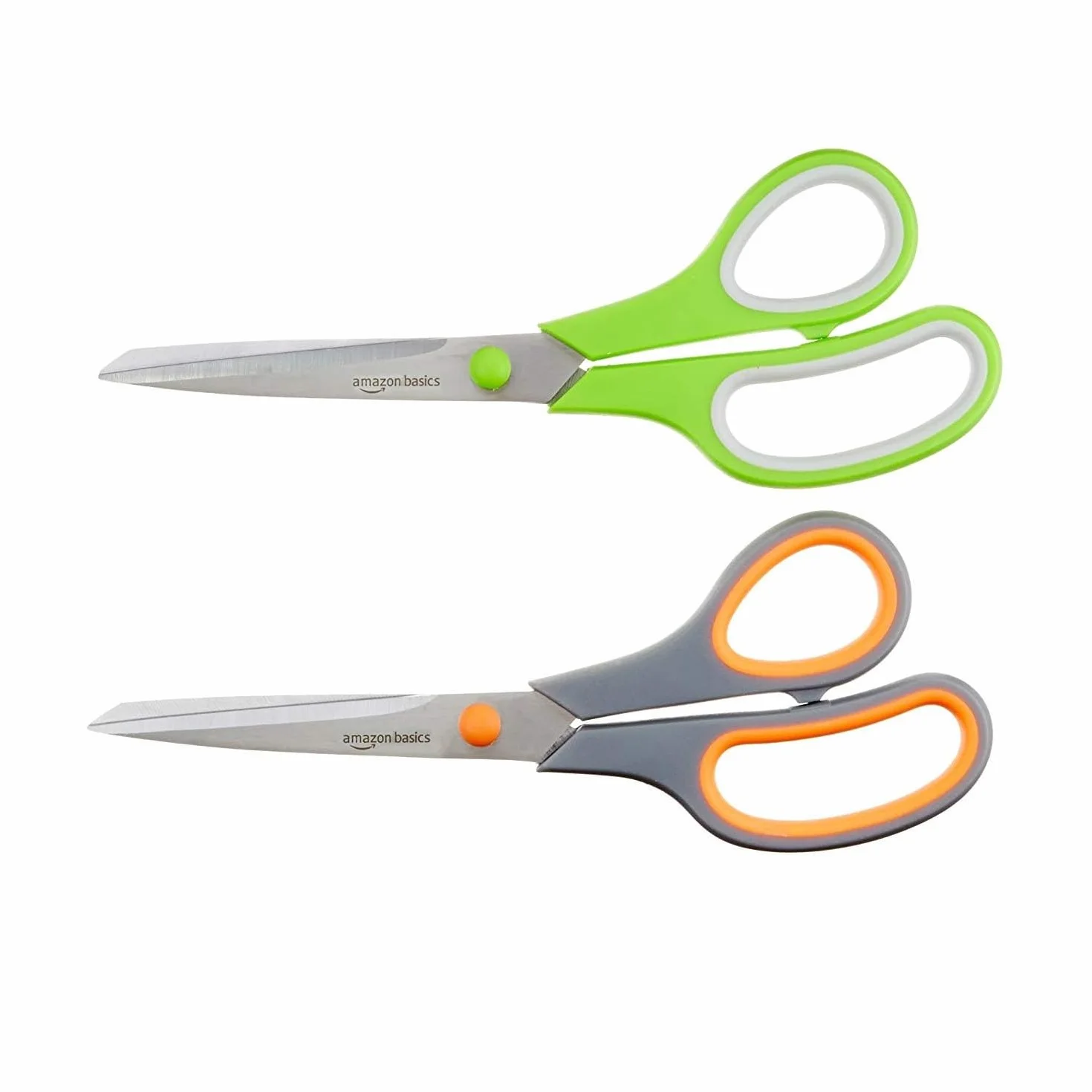 Amazon Basics Tijeras de acero inoxidable, cómodas, multifuncionales, multiusos, recubiertas de PVD, paquete de 2, oficina, hogar, cocina, multicolor