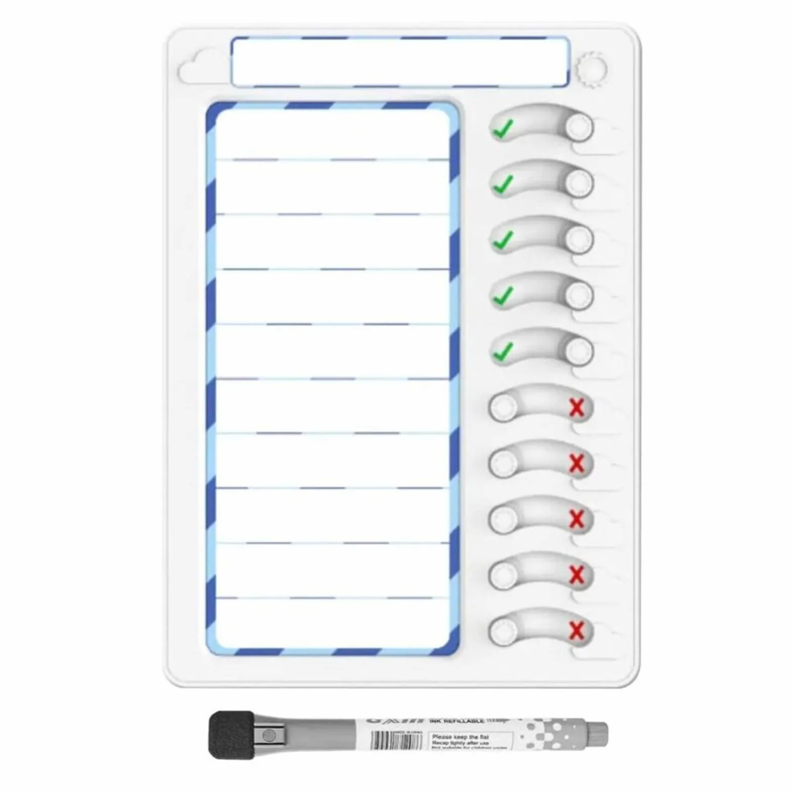 Tabla de tareas para niños, borra en seco, tabla deslizante, lista de verificación