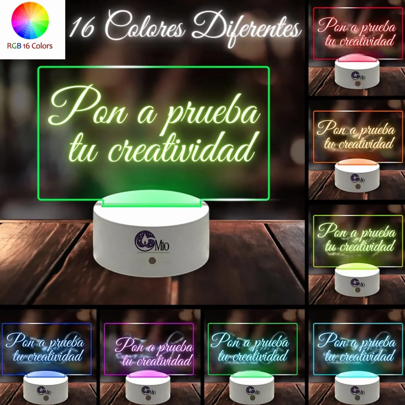 Pizarra LED Luz de Notas Inalámbrico - Tablero Acrílico Portátil Luminoso 16 Tonos de Luz - Decoración