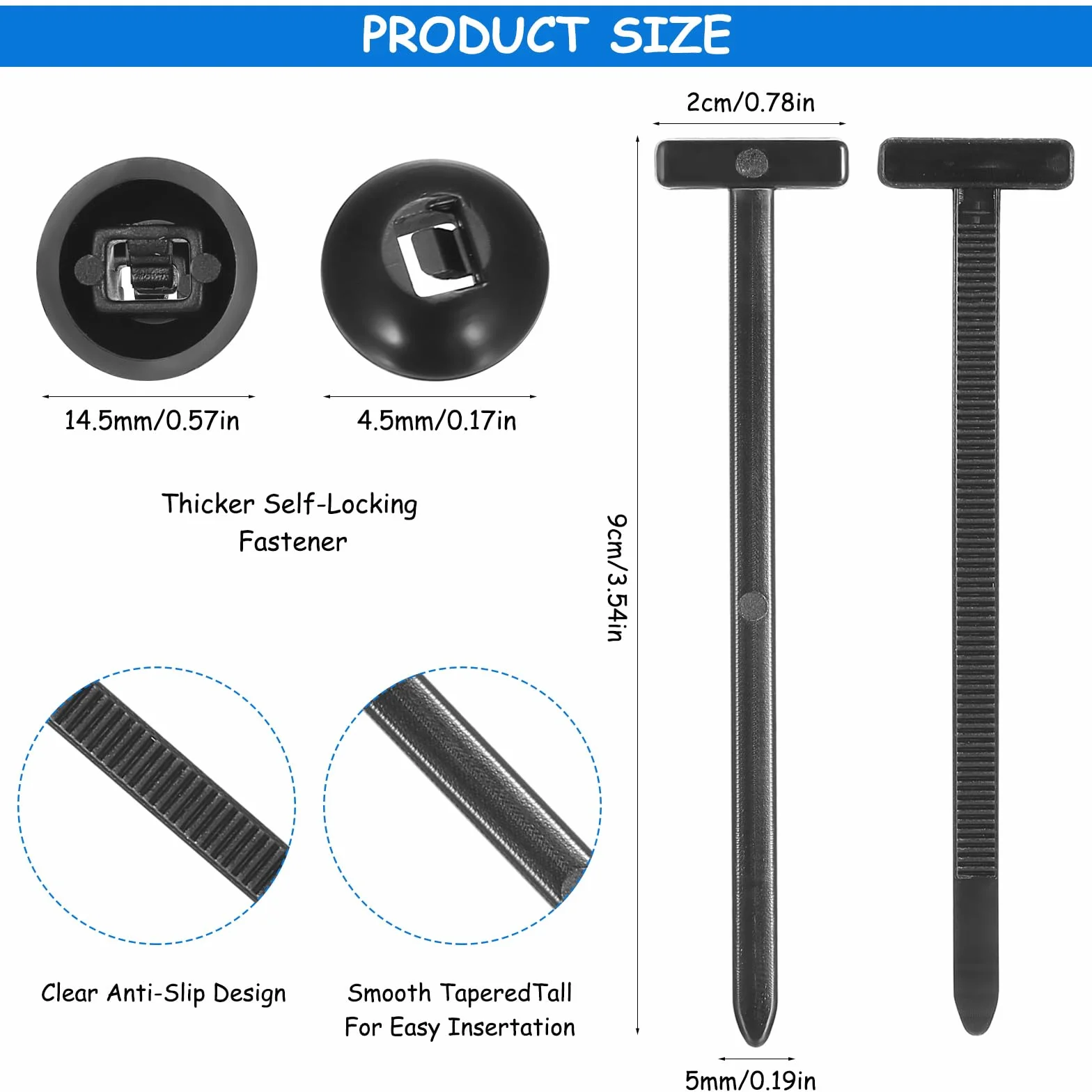 100 PcsBridas Plastico, Hebillas Universales de Nailon para Bridas de Cables, Nylon Universal Cable Tie Buckle, Soporte de Nailon Autoblocante Resistente, Bridas para Coche Reparación