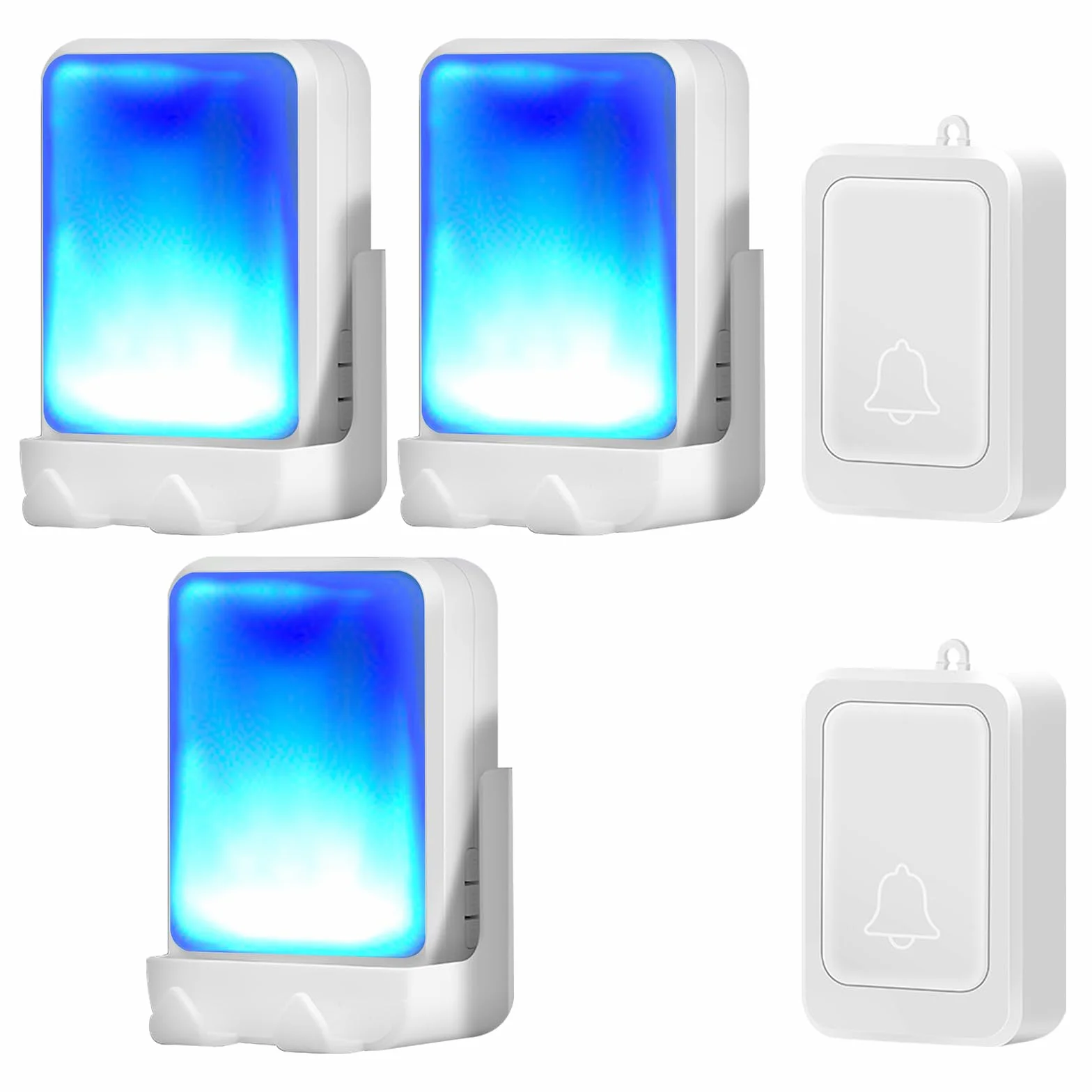 Timbre de puerta con flash fuerte con 7 colores de luz brillante y 4 volúmenes, timbres inalámbricos 183 metros, en casa/oficina, adecuado para ancianos, personas con discapacidad auditiva, 2