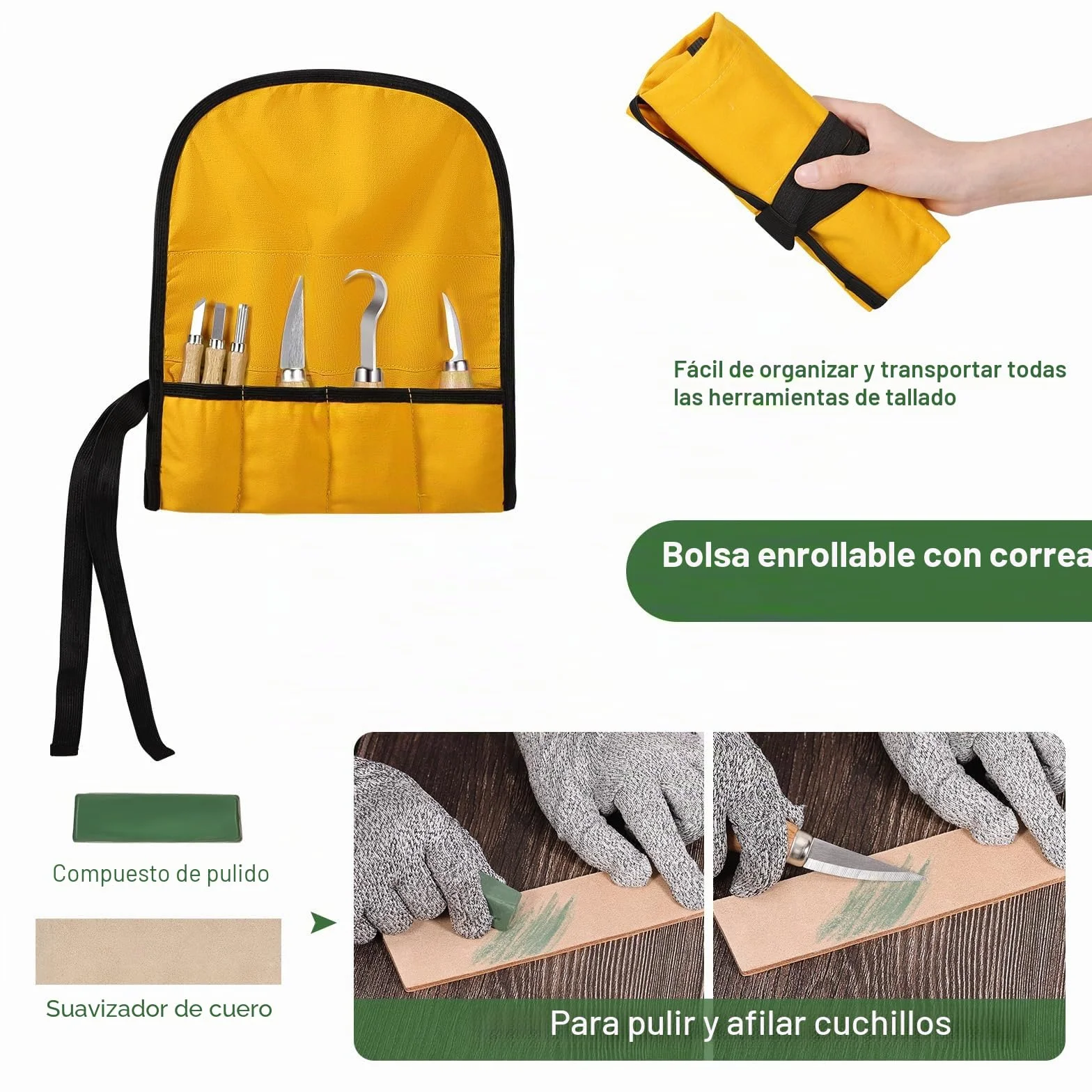 Kit de Tallado de Madera 19 en 1, Cuchillos y Bloques de Tilo para Principiantes