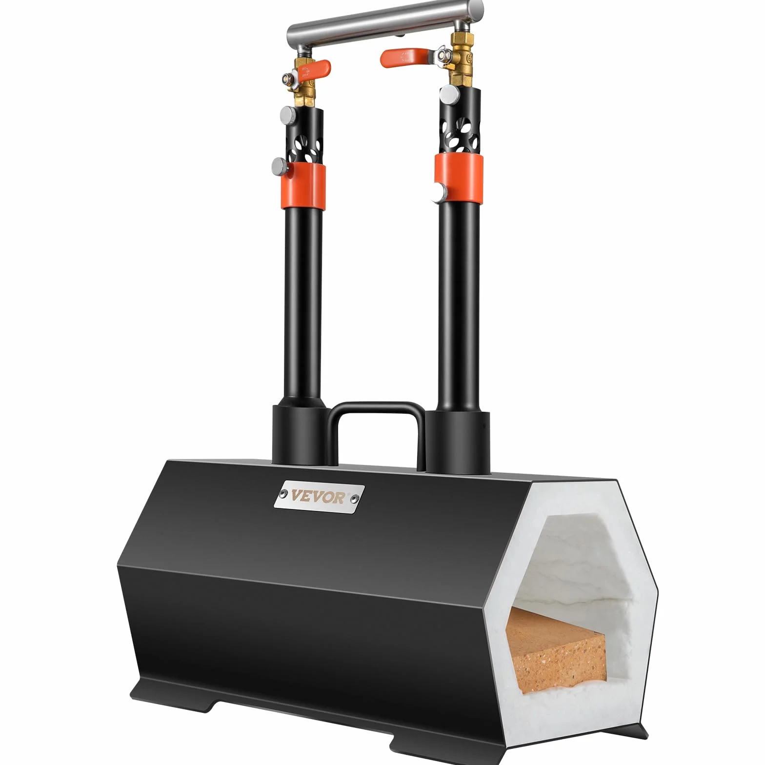 VEVOR Forja de Propano de Gas 400 x 215 x 190 mm Forja de Cuchillos de Propano Horno de Forja Hexágono con 2 Quemadores, Alta Compatibilidad, Impresionante Aislamiento y Protección para Herreros