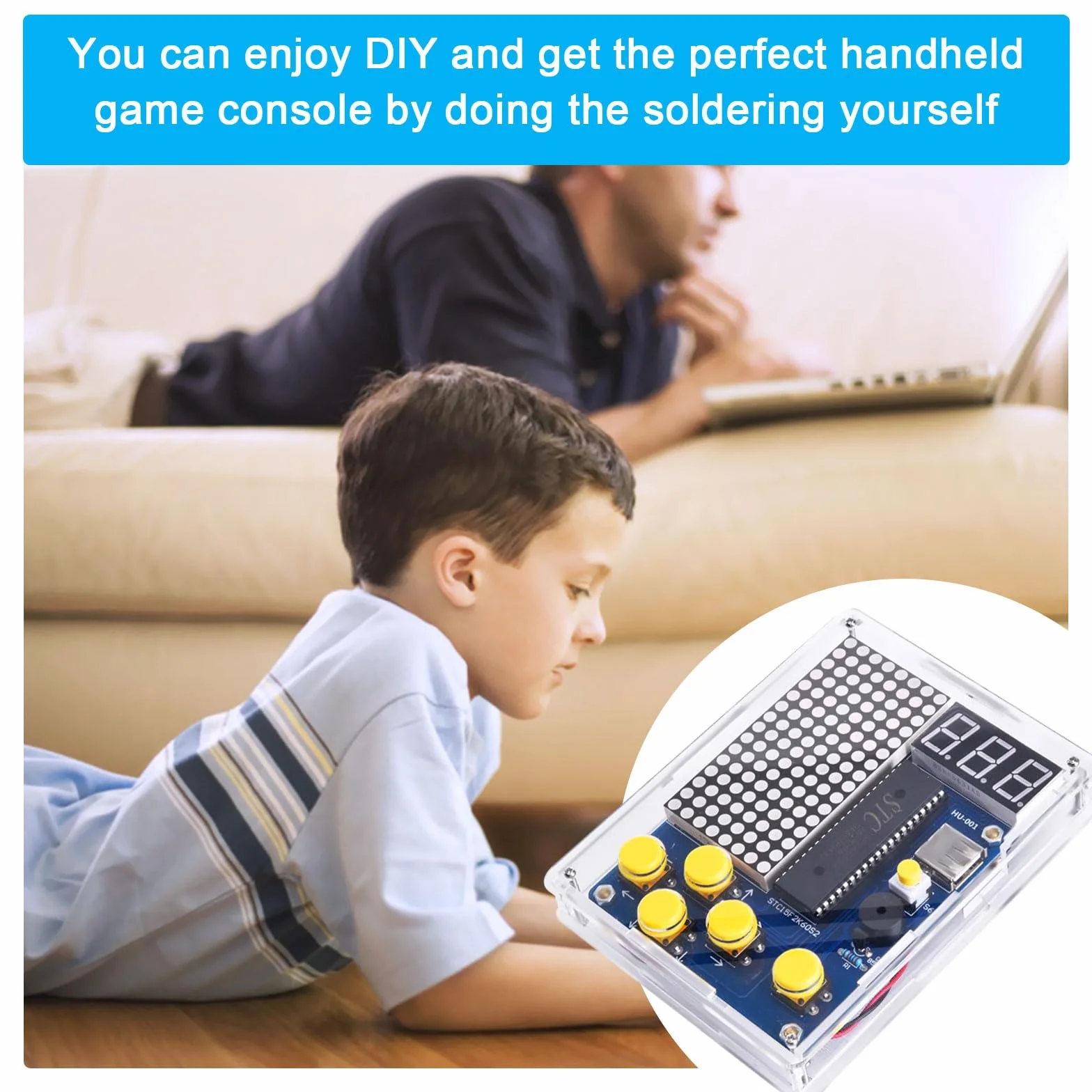 DIY Elektronik Bausatz,DIY Spielkonsolen-Handset mit Acrylgehäuse,Lötübungsset,Lötübungsset,Löt Bausatz kit mit Display für Minint-Schulbildung