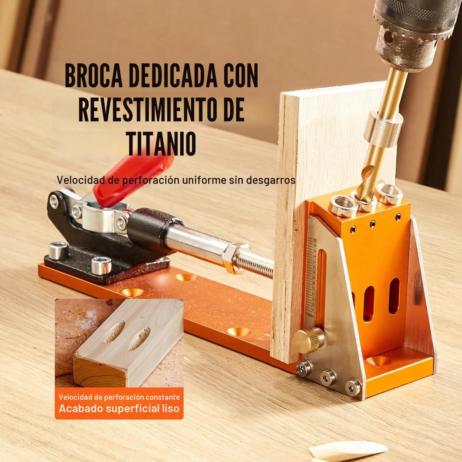 VEVOR Kit de Plantilla para Orificios Ocultos con Llave y Puntas de Accionamiento Cuadradas Plantilla de Perforación con Ayuda de Espigas para Taladrar Orificios Ocultos para Taladrar para Carpintería