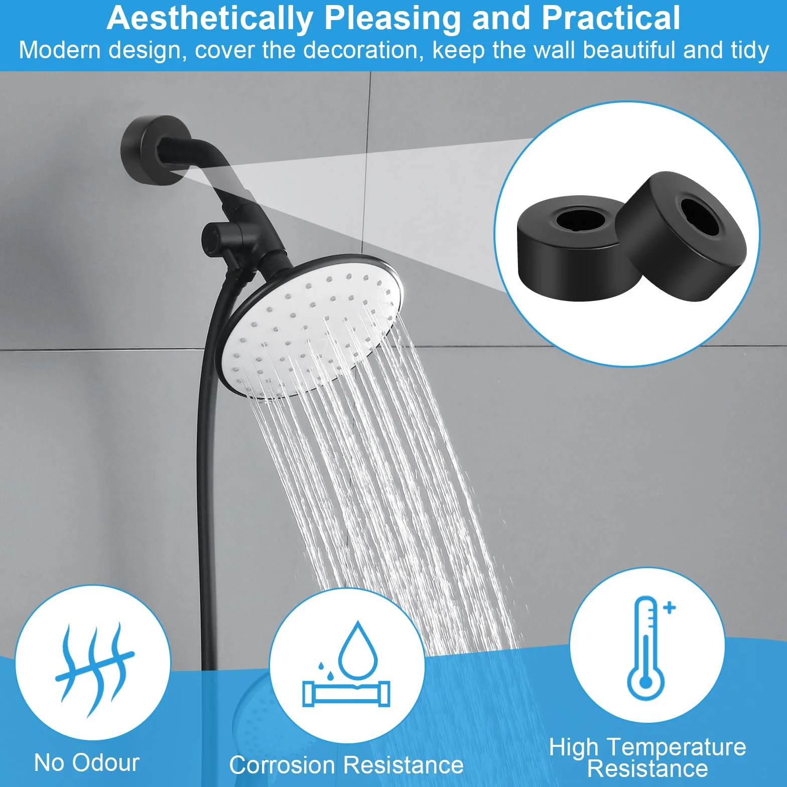 Embellecedor Grifo Ducha 8 Piezas Roseta para Grifo, Cubierta de Tubo para Duchas Tuberías Grifos y Radiadores