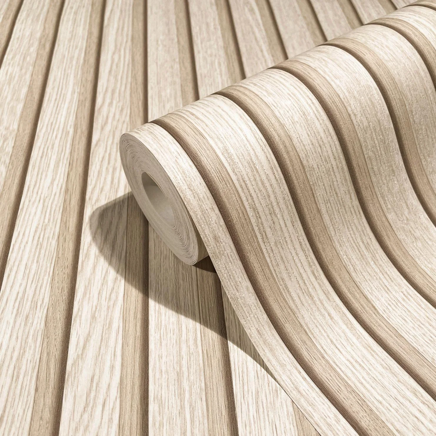 marburg Papel pintado efecto 3D efecto madera beige paneles acústicos papel pintado no tejido salón dormitorio 10,05 x 0,53 m fabricado en Alemania