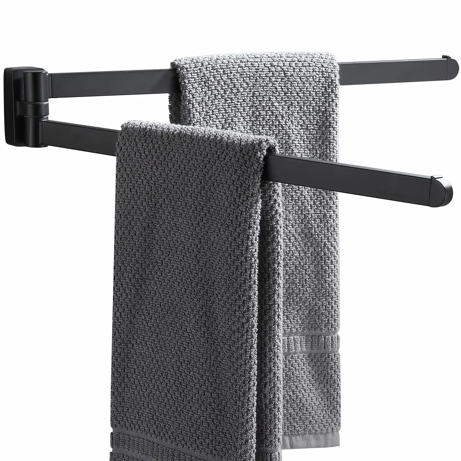 BGL Toallero Giratorio Negro, Organizador de Almacenamiento, Ahorro de Espacio, Soporte de Toalla de Pared Doble Giratorio para baño