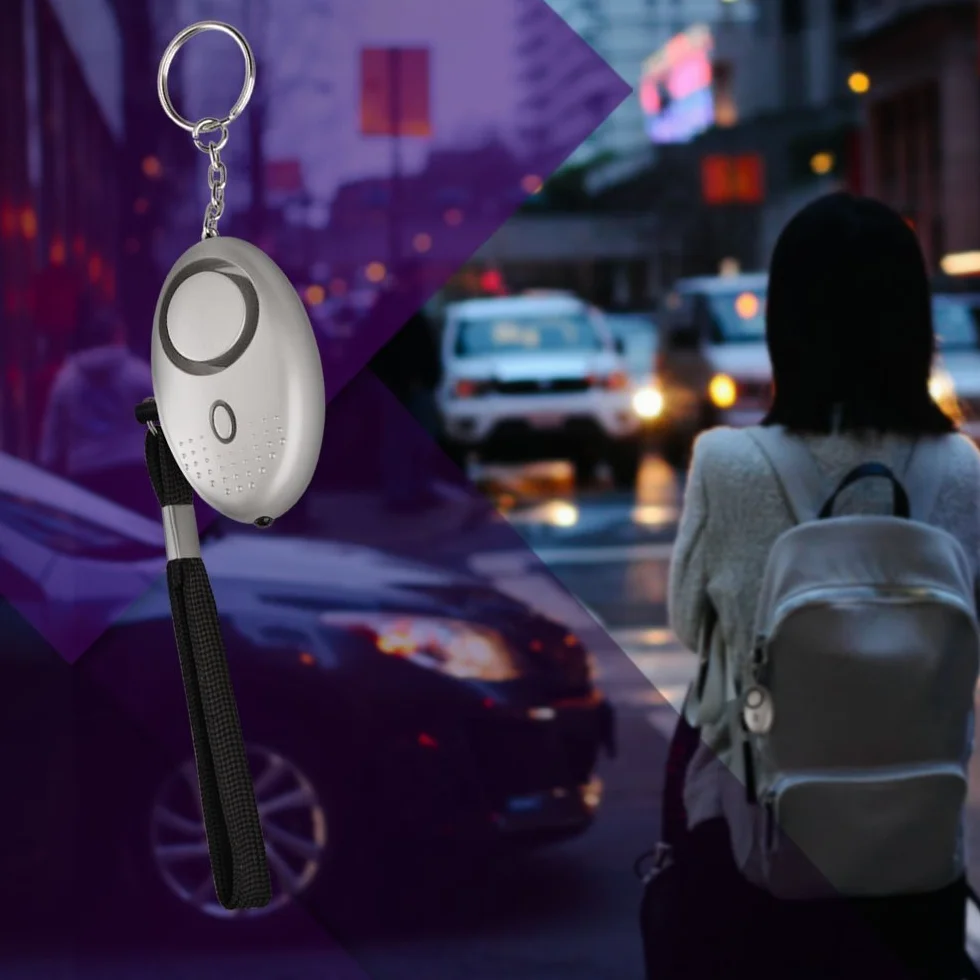 Alarma Personal de Emergencia [Paquete de 3] Qoosea Scream Safesound Alarma 140dB Linterna LED para niños/Mujeres/Ancianos/protección (Negro + Plata + púrpura)