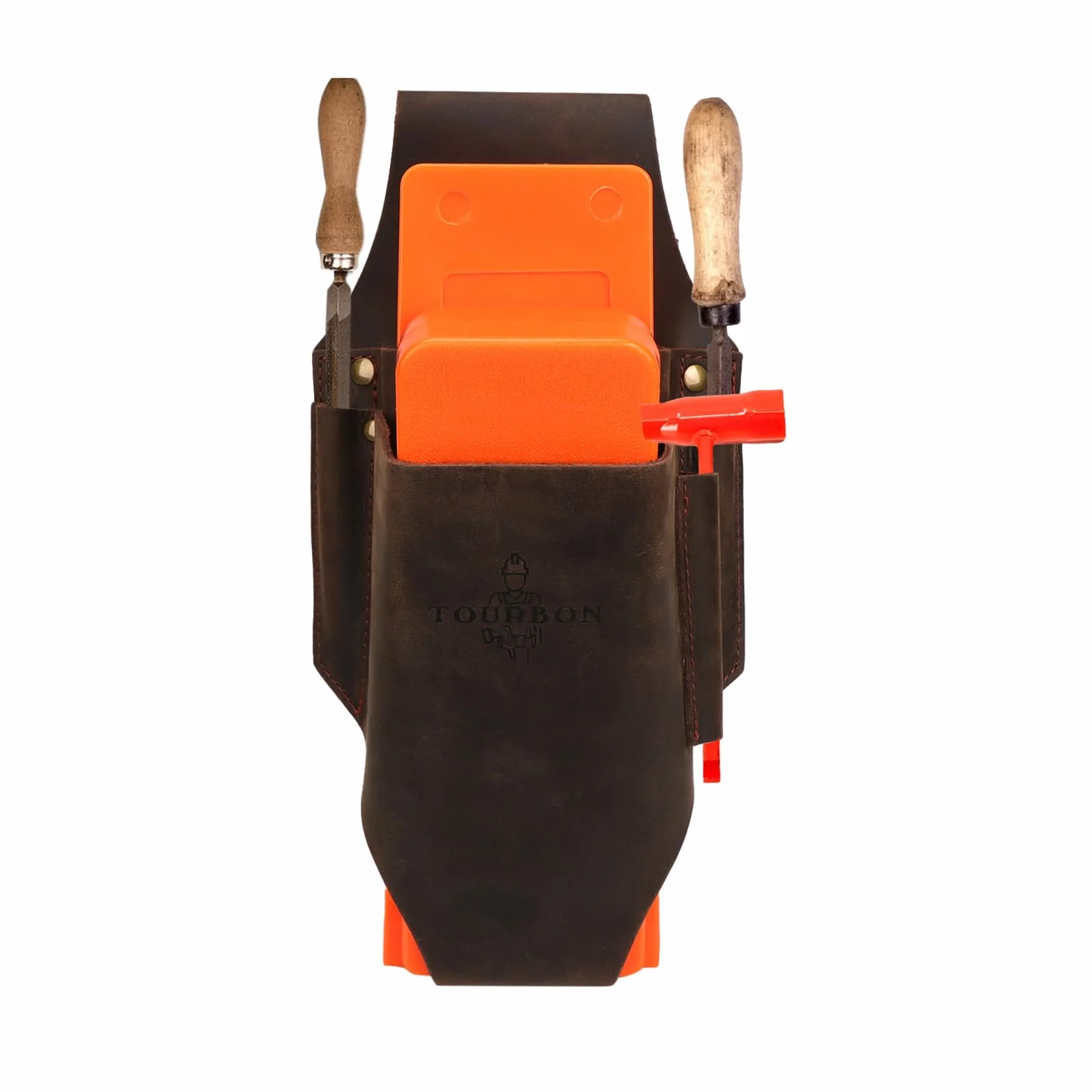TOURBON - Funda de piel auténtica con 5 bolsillos para cinturón de registro, llave de motosierra, herramienta para cortar árboles