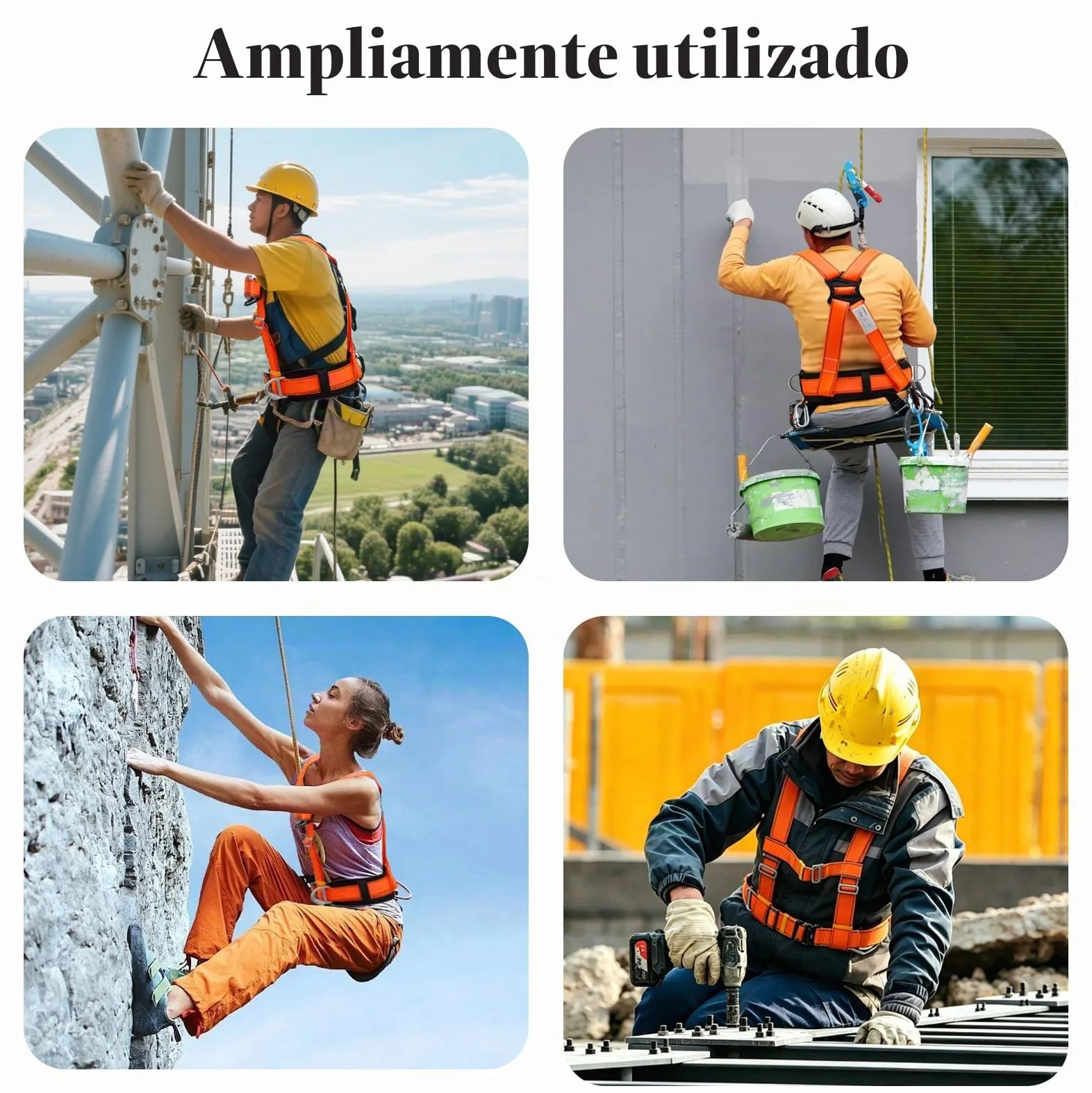 Kit de Arnés de Seguridad Anticaídas, 100 kg, Soporte Vientre Engrosado, Hebilla Grande 1,6 m