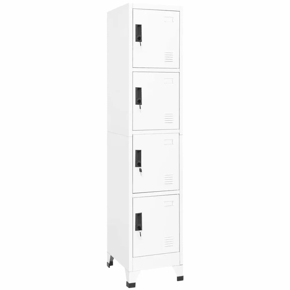 vidaXL Taquilla Armario Casillero Escuela Archivos Almacenamiento Acero Blanco 38x45x180 cm