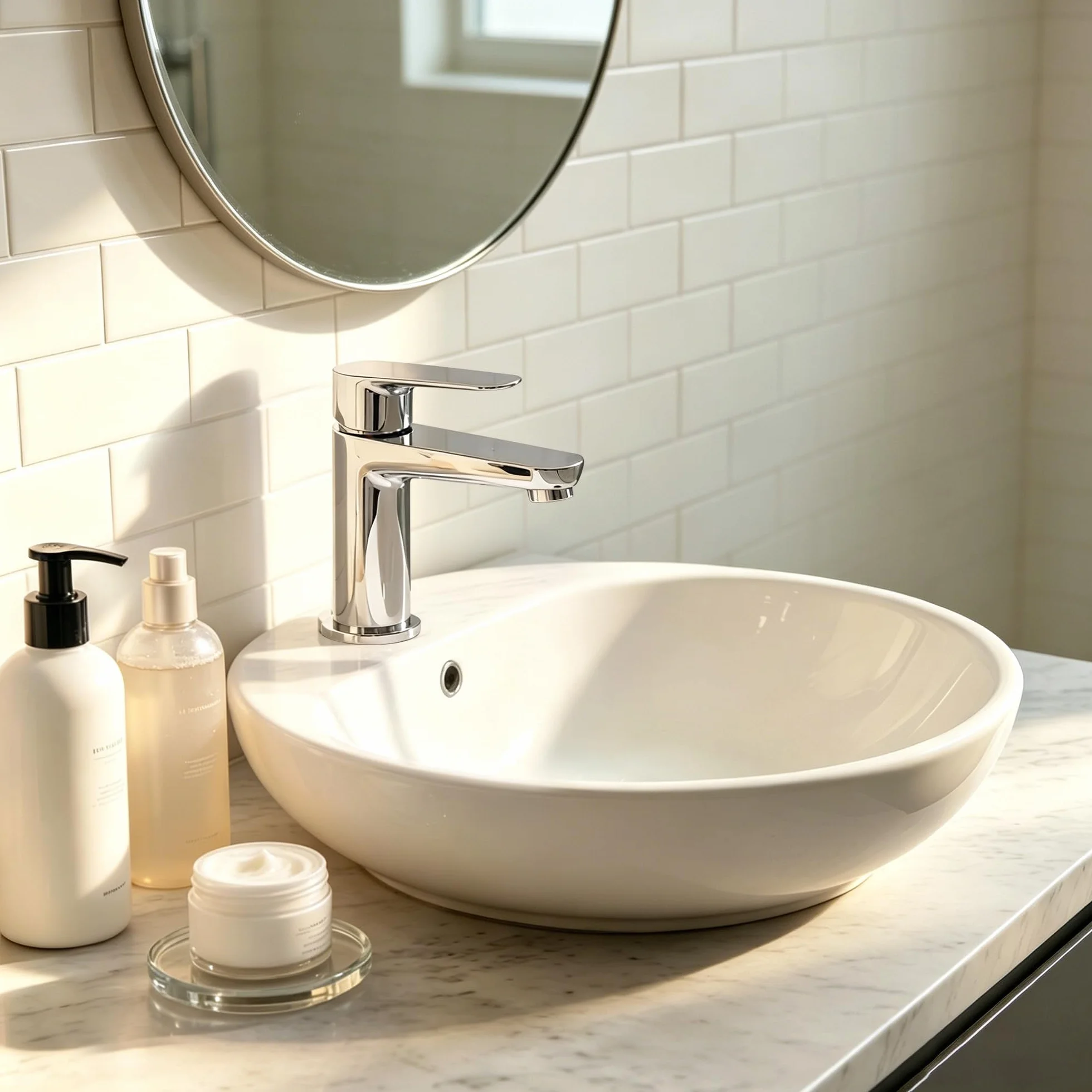 BELZ Grifo de Baño, Grifo de Baño Monomando para Lavabo, Grifo Mezclador de Latón Sólido, Ahorrador de Agua y Duradero, Cromado