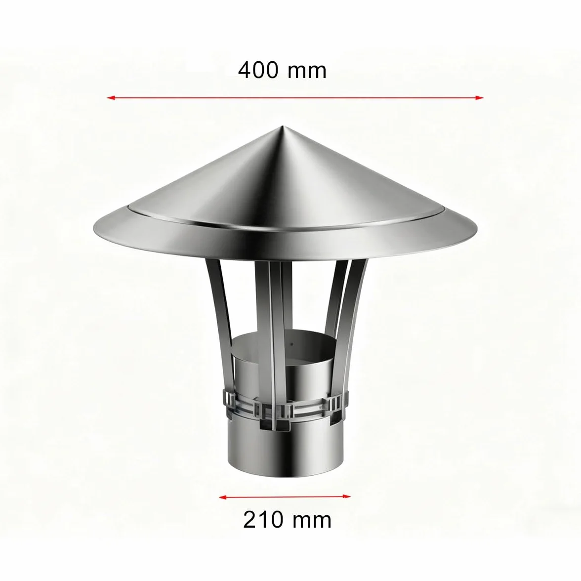 Sombrerete Chimenea de 50-300 mm, Caperuza Salida de Humos, Sombrerete Antiviento Ajustable Cubierta de Chimenea Campana Ventilación Cónico Tapas de sombrerete Fácil Instalar(210mm)