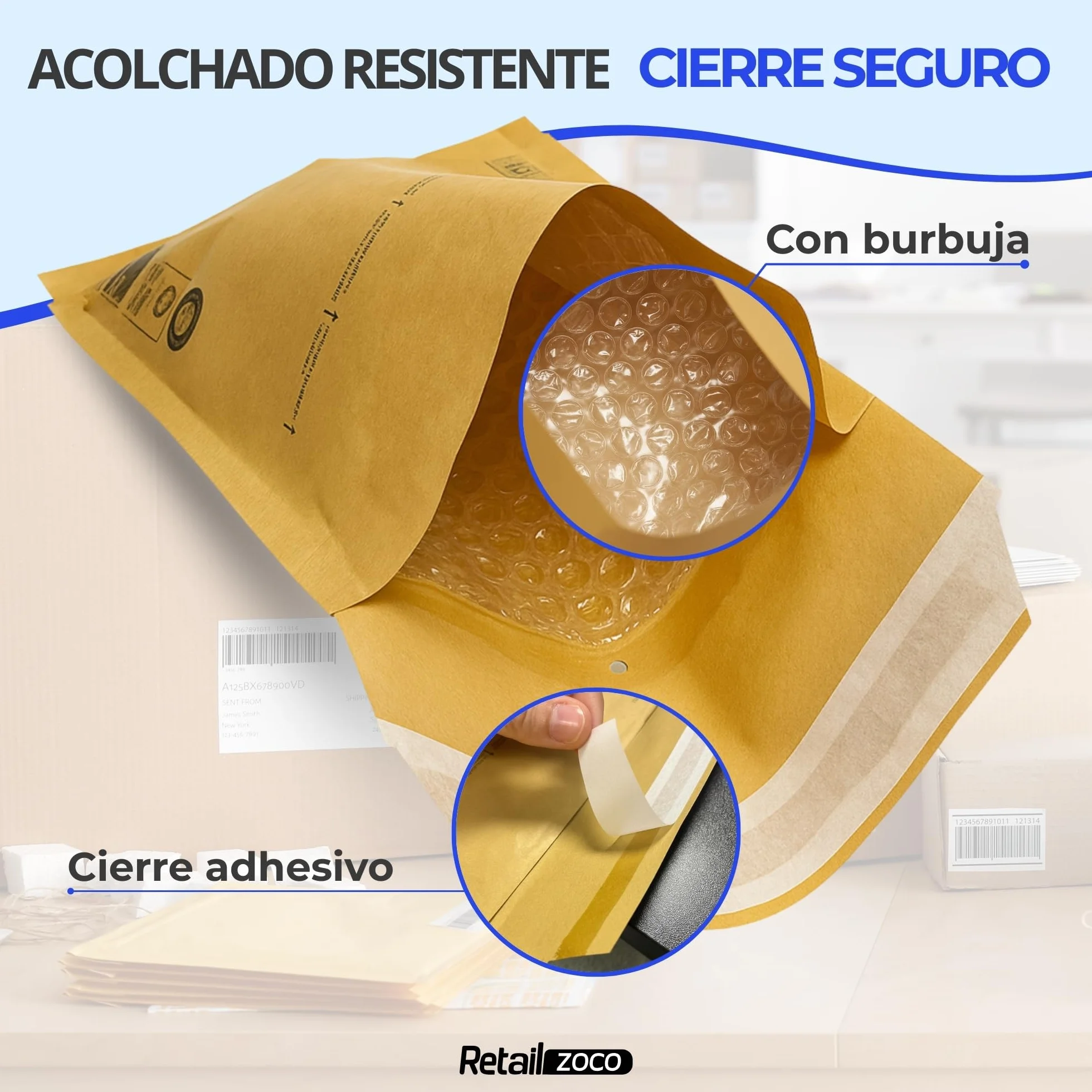 Sobres Acolchados de Burbujas Kraft 270x360mm Cierre Autoadhesivo Pack 10