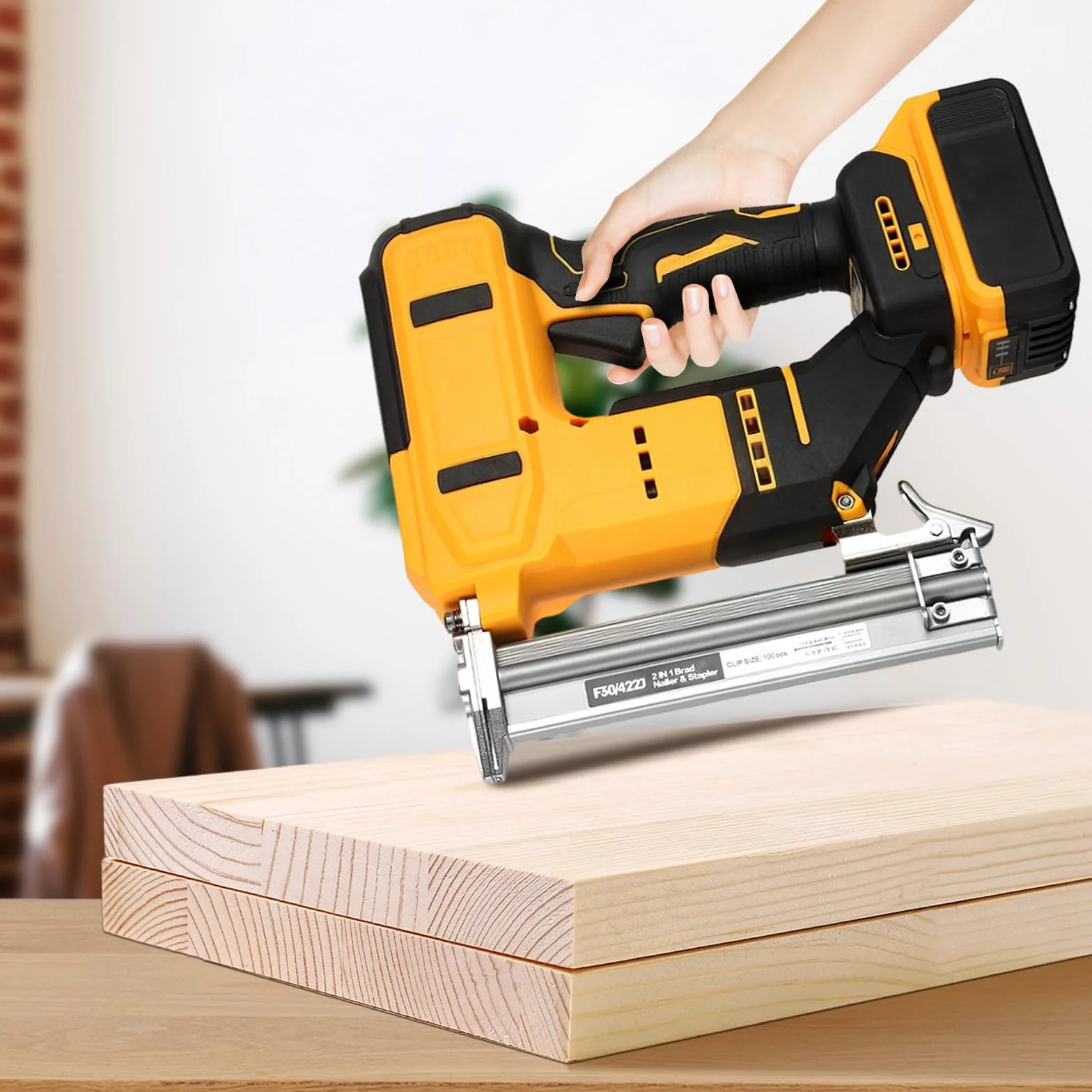 Pistola De Clavos Inalámbrica Para Batería Dewalt, Grapadora Clavadora 2 En 1, Grapadora Eléctrica De 18 GA Con 2000 Clavos/Grapas, Pistola De Grapas De Clavos 2 Modos Para Carpintería