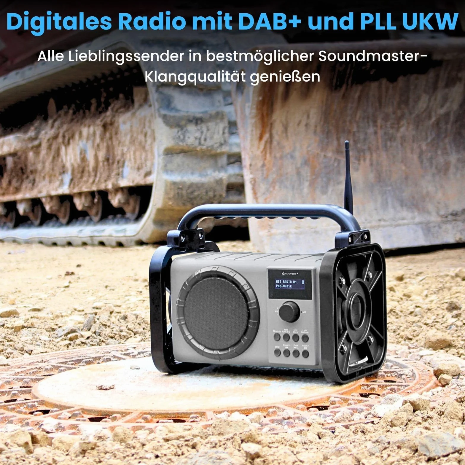 Soundmaster DAB80SG Radio para Obras con Dab+/UKW Bluetooth y batería de Iones de Litio
