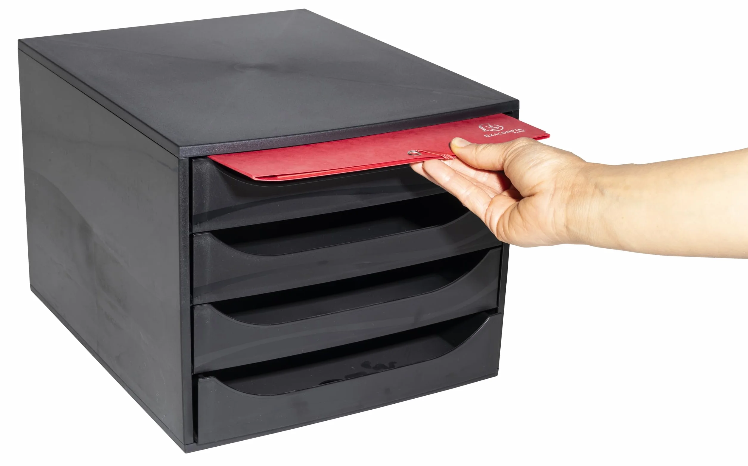 Exacompta EcoBox Juego de cajones 248x284x234 mm 4 cajones A4+ apilable parada de seguridad EcoBlack