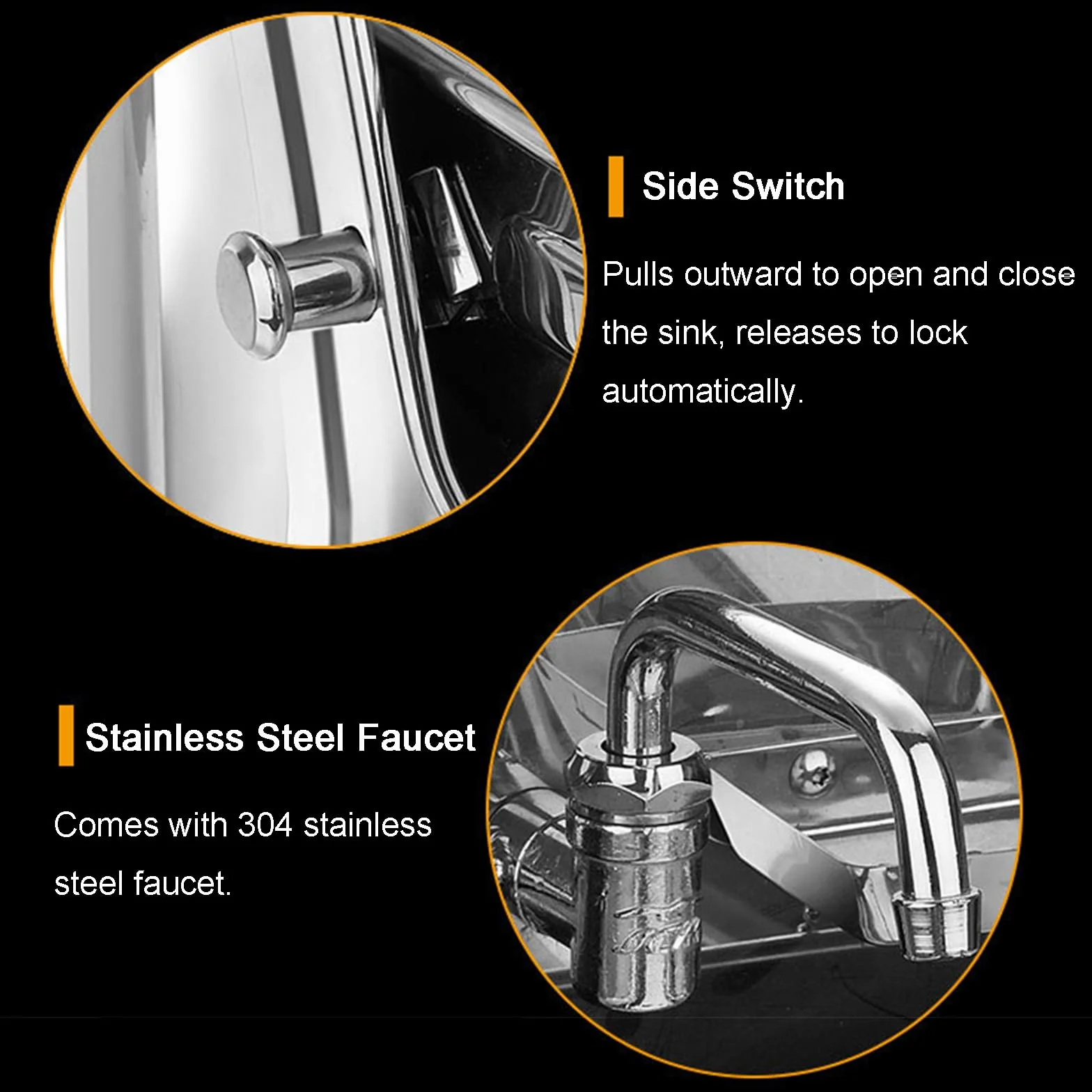 Fregadero Plegable para Caravana, Fregadero De Baño De Acero Inoxidable con Grifo De Agua Fría, Lavabo De Mano Pequeño para Exteriores, Montaje En Pared, para Cocina De Barco Camper