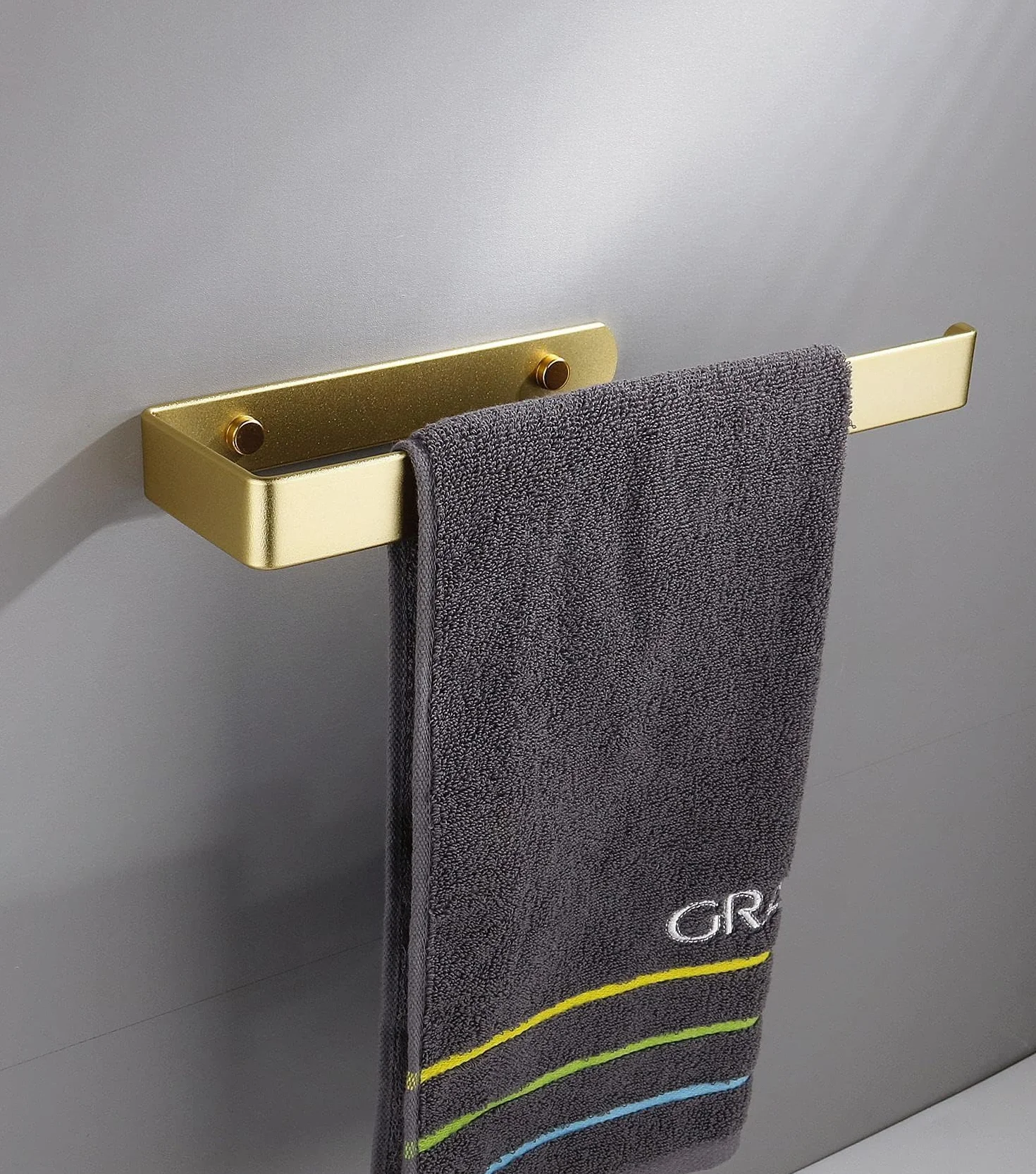 YUET Toalleros de Baño sin Taladro 26cm Adhesivo Acero Inoxidable 304 Toallero Barra Soporte Anilla, Montado en la Pared con Tornillos Fijos, Accesorios Baño Cocina, Dorado