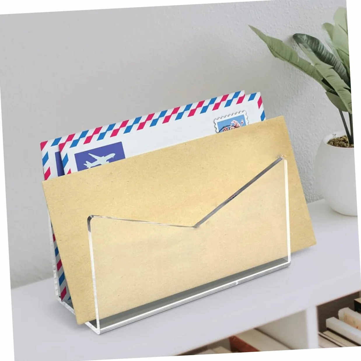 TEHAUX Organizador De Correo Transparente Acrílico Bandeja De Papel Porta Sobres Revistero Para Mesa