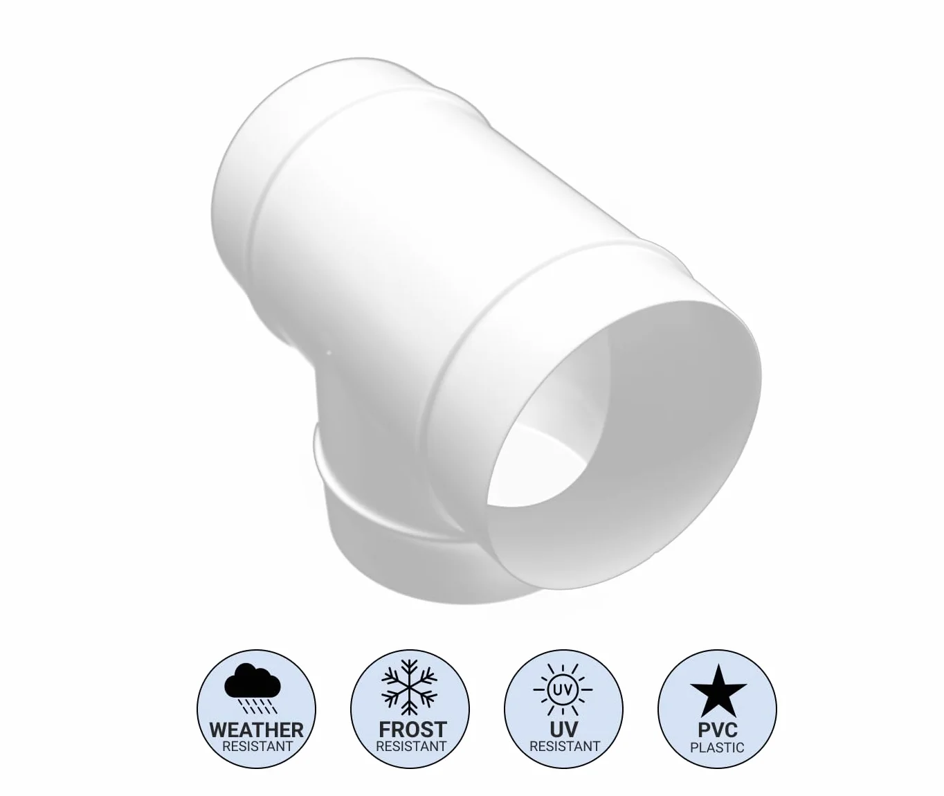 H&C VENT 100mm Conector Pieza en T para Ventilación │ Tubo Aire Acondicionado PVC │ Para Tubería Flexible o Sólido │ Conector de Manguera │ Extractor de Baño Cocina Tubo Rejilla Secadora Ventilador