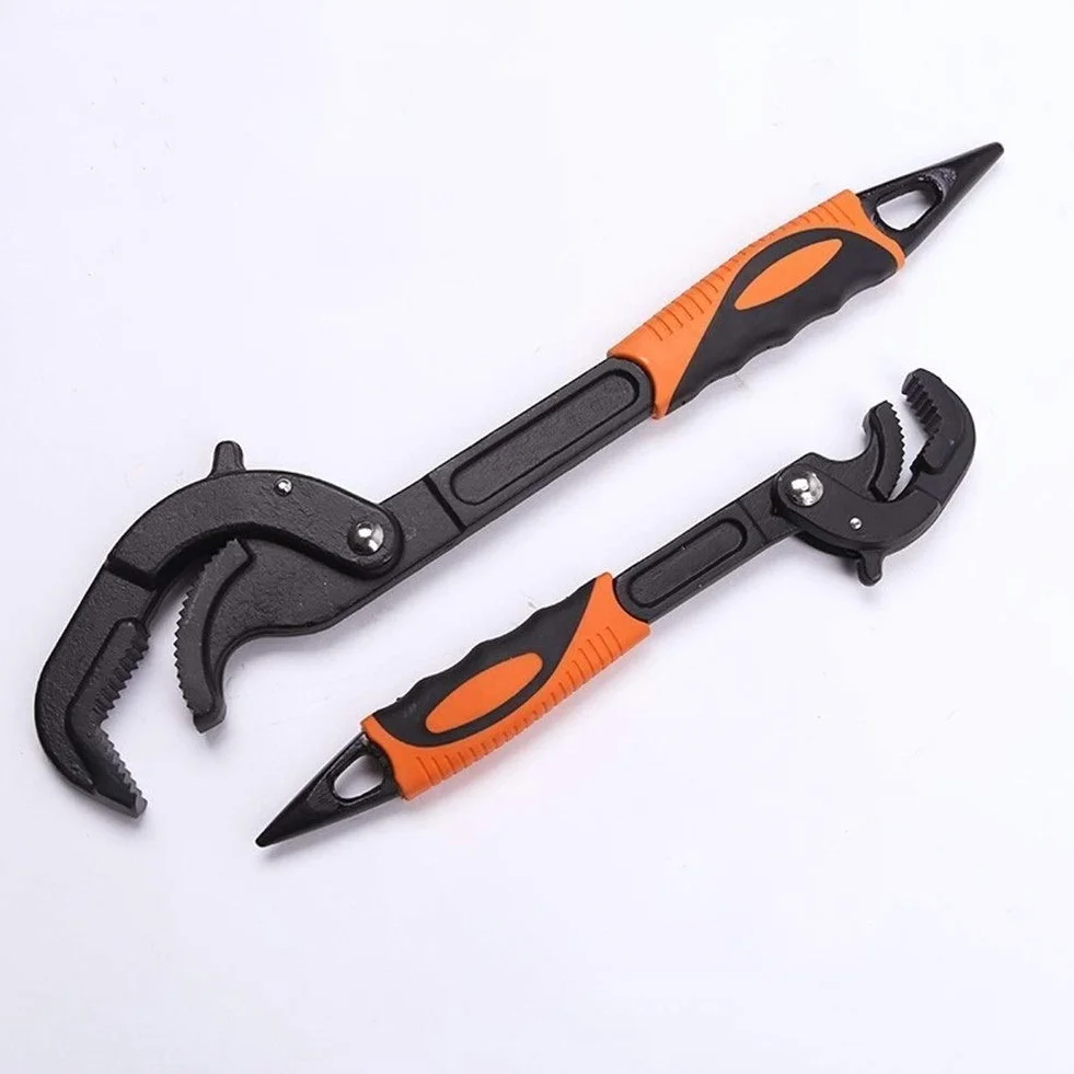 Juego de llaves universales para tubos, acero de alto carbono, 2 piezas, multiherramienta con tamaños de llave de 10-35 mm y 30-60 mm, herramientas manuales ideales para fontaneros y entusiastas del