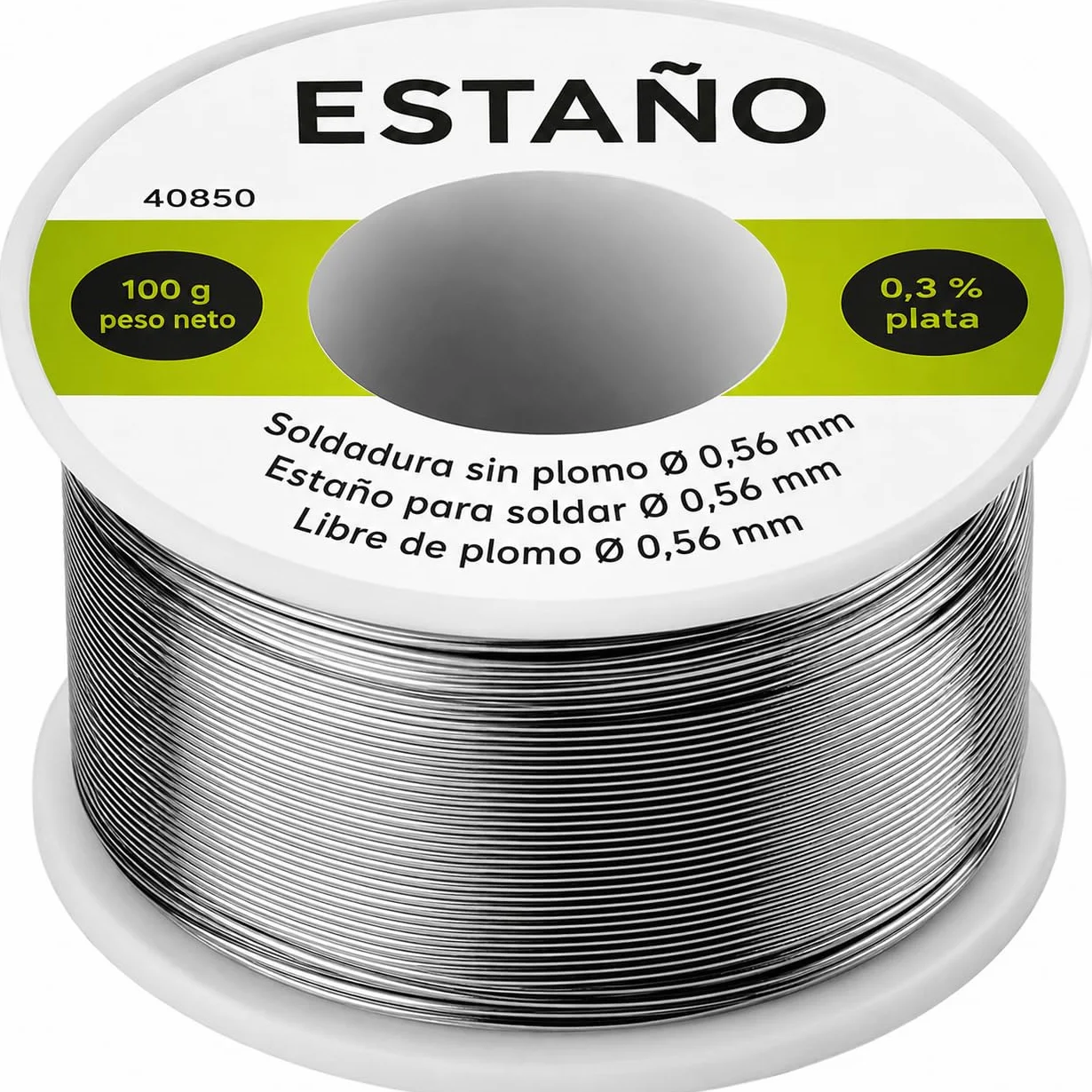 CABLEPELADO Estaño para Soldar Sin Plomo 100 g Ø 0,56 mm con 0,3% Plata | Hilo de Soldadura para Electrónica, PCB, SMD y Reparaciones Eléctricas | Compatible RoHS