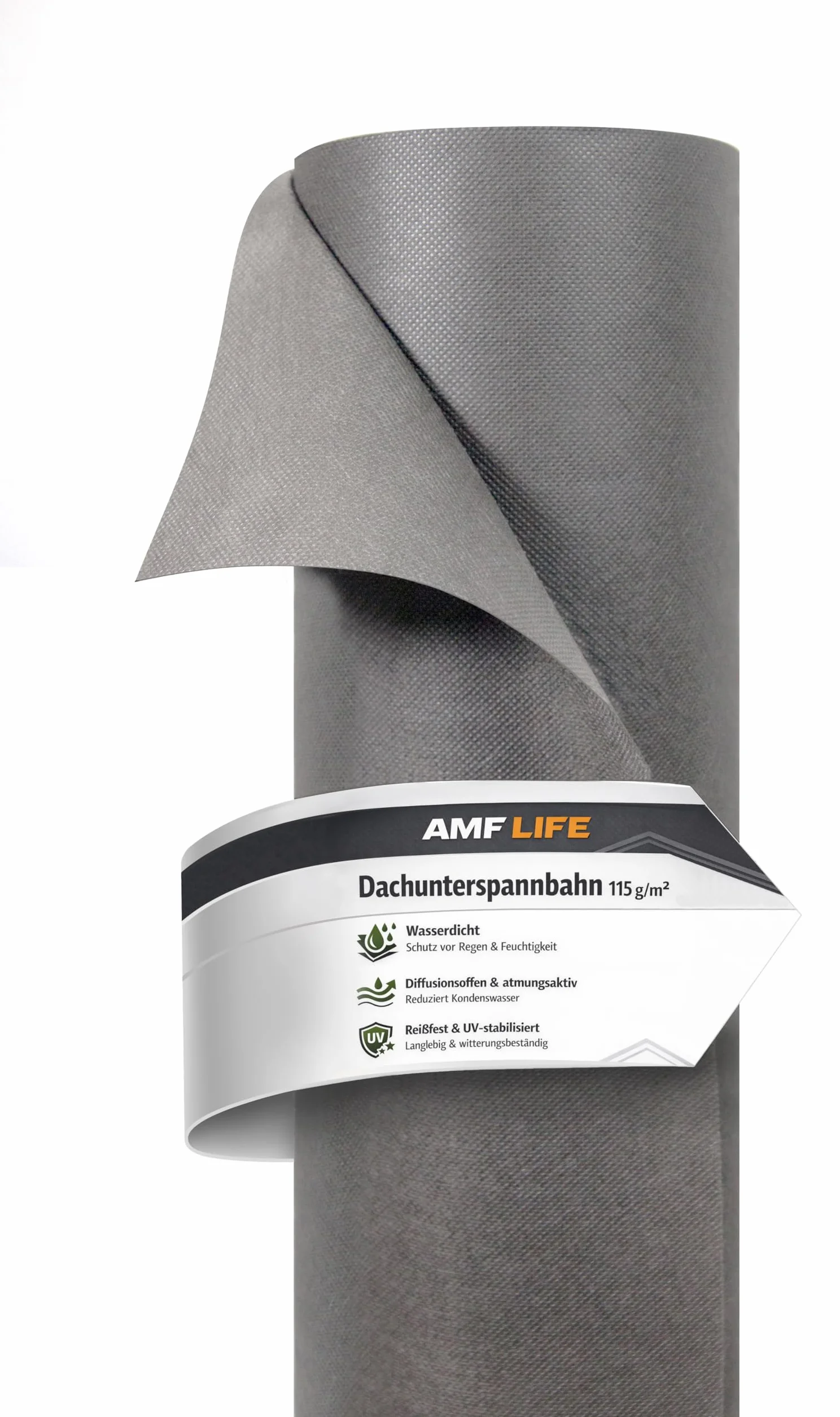Lámina de impermeabilización para techo, cubierta de tejado, lámina de impermeabilización, barrera de vapor, 115 g/m², antracita, 1,5 m x 25 m Sin accesorios