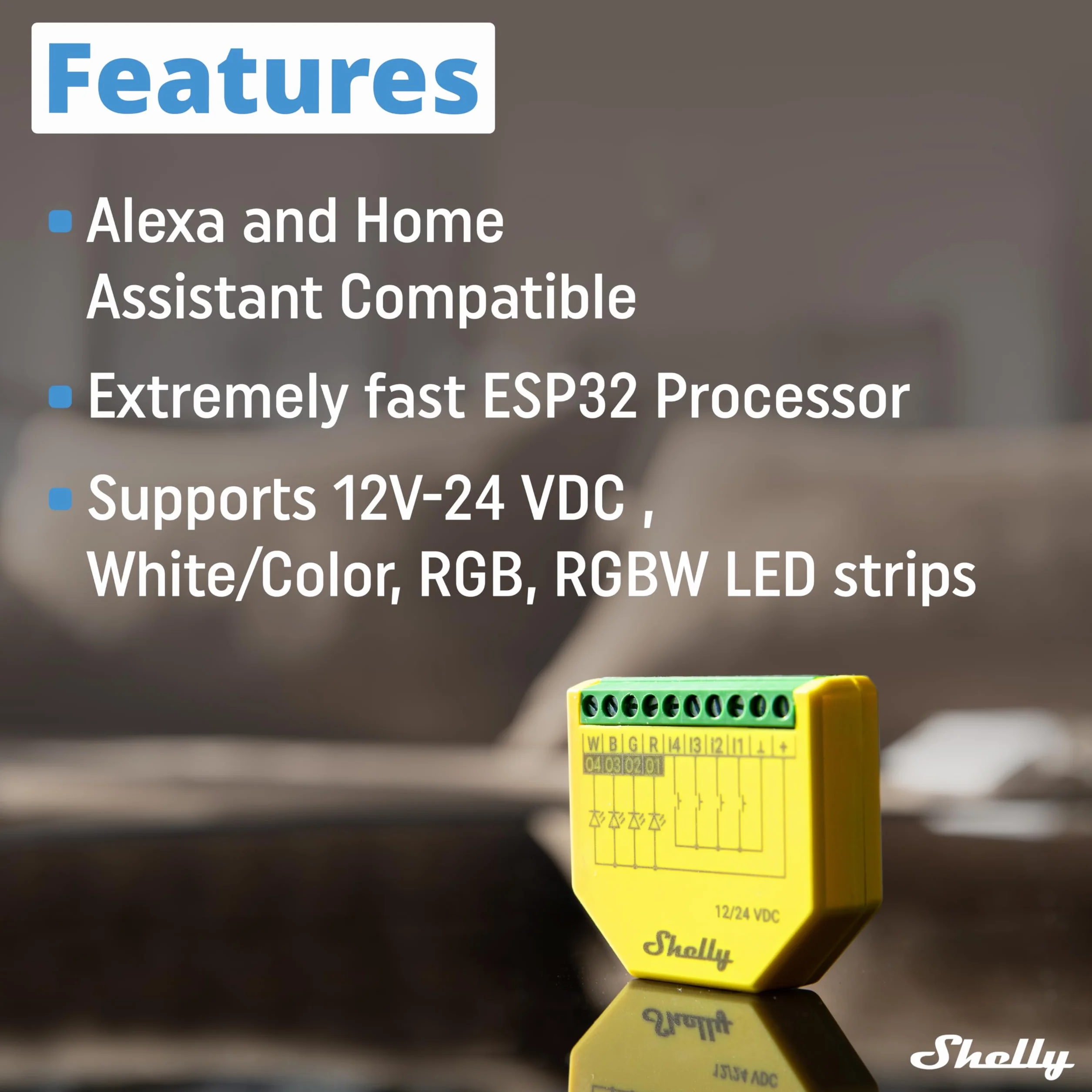 Shelly Plus RGBW PM- Módulo Controlador RGBW Para Tiras LED Wi-Fi Y Bluetooth, 12-24 VDC, Medidor De Consumo Eléctrico Integrado, No Necesita Hub, Aplicación iOS, Android (2 Piezas)