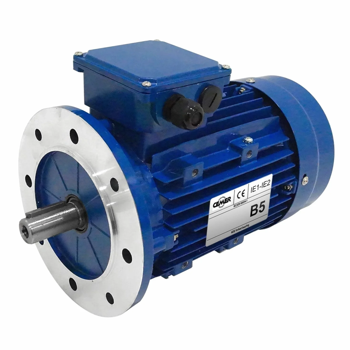 Motor eléctrico trifásico 0,18 kW CEMER MS 230/400 V 1500 rpm motor eléctrico asíncrono trifásico 0,25 CV brida B5 (con agujeros lisos), carcasa de aluminio – Protección IP55