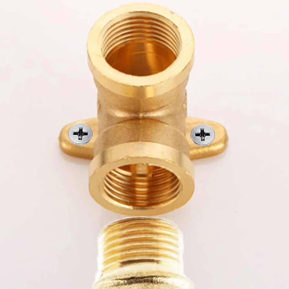 Codos 90 grados latón 1/2 pulgada placa de pared accesorio fontanería con placa base modelo A