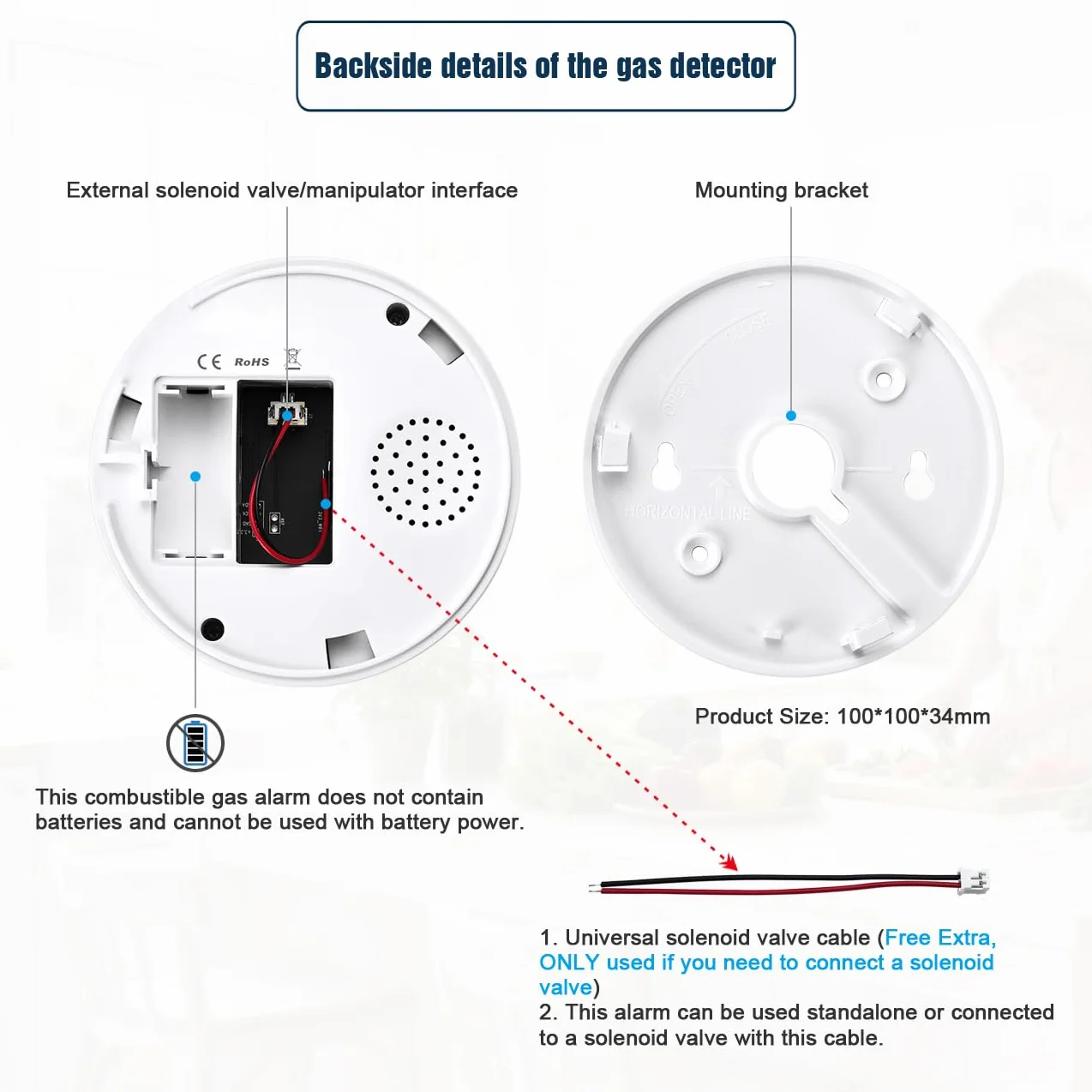 Detectores de Gas natural con WiFi, alarma portátil de fugas de gas compatible con aplicación inteligente, Tuya, sensor de gas metano con alarma de voz de 85 dB y alarma visual de concentración de gas