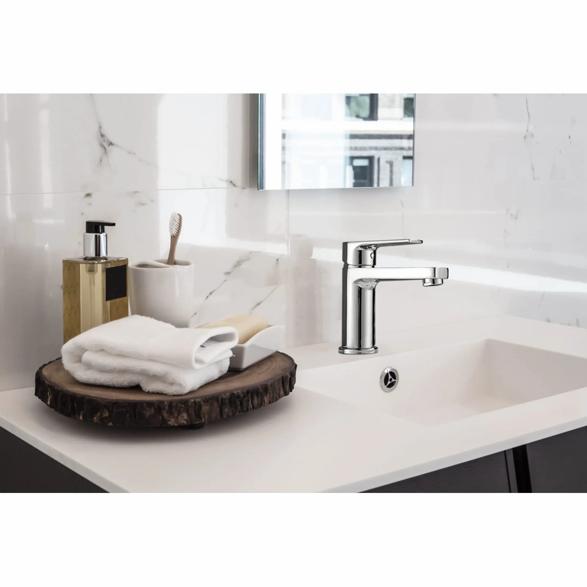 GRICOL Grifo Lavabo de Baño Grifo Monocomando para Lavabo Latón Mezclador de Lavabo Agua Fría y Caliente Grifo para Baño Cromo Plata