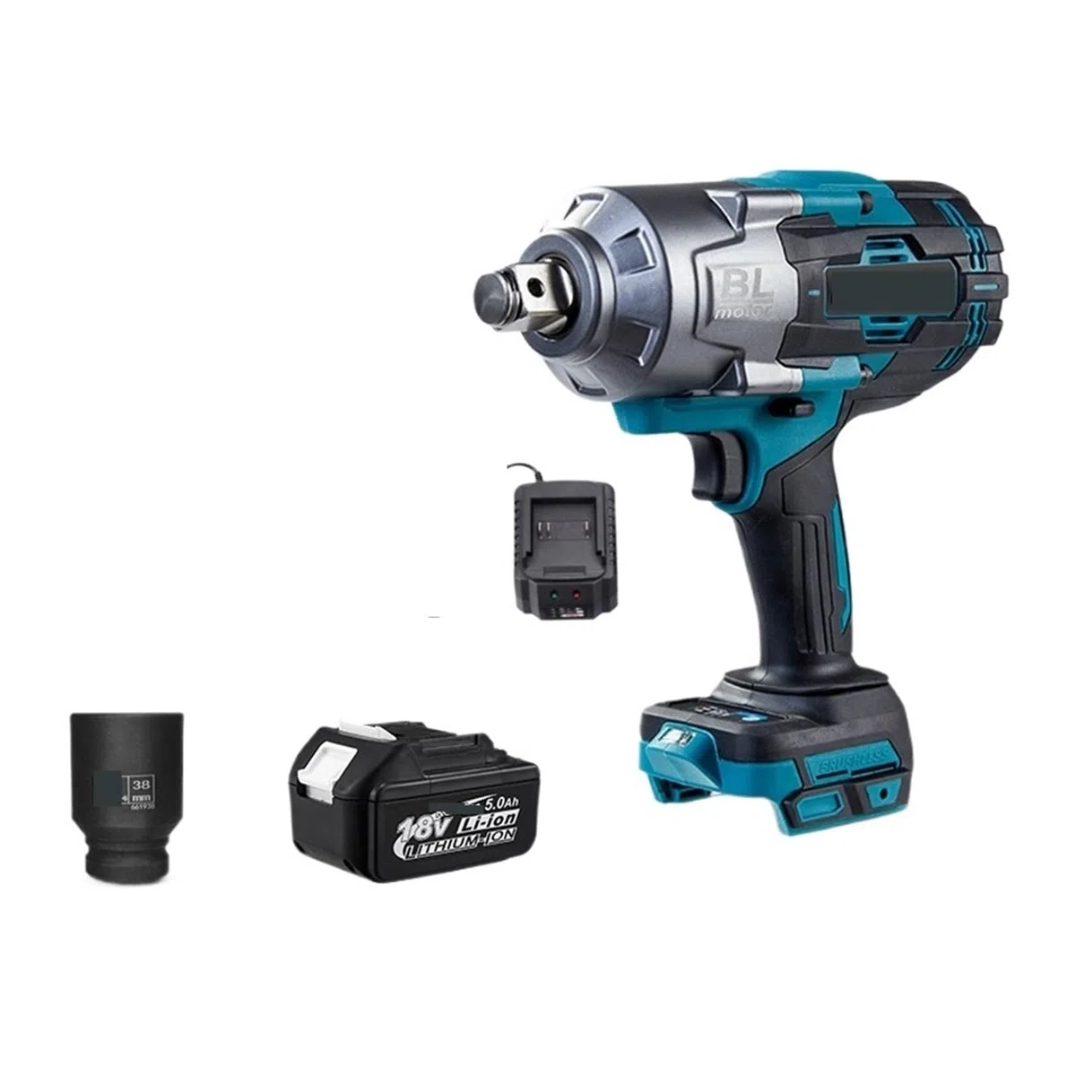 Llave de Impacto Llave Eléctrica Sin Escobillas De 3100NM, Llave De Impacto Inalámbrica De 3/4 Pulgadas, Herramienta Eléctrica De Mano For Batería De 18v(1x5.0Ah 38mm Battery)