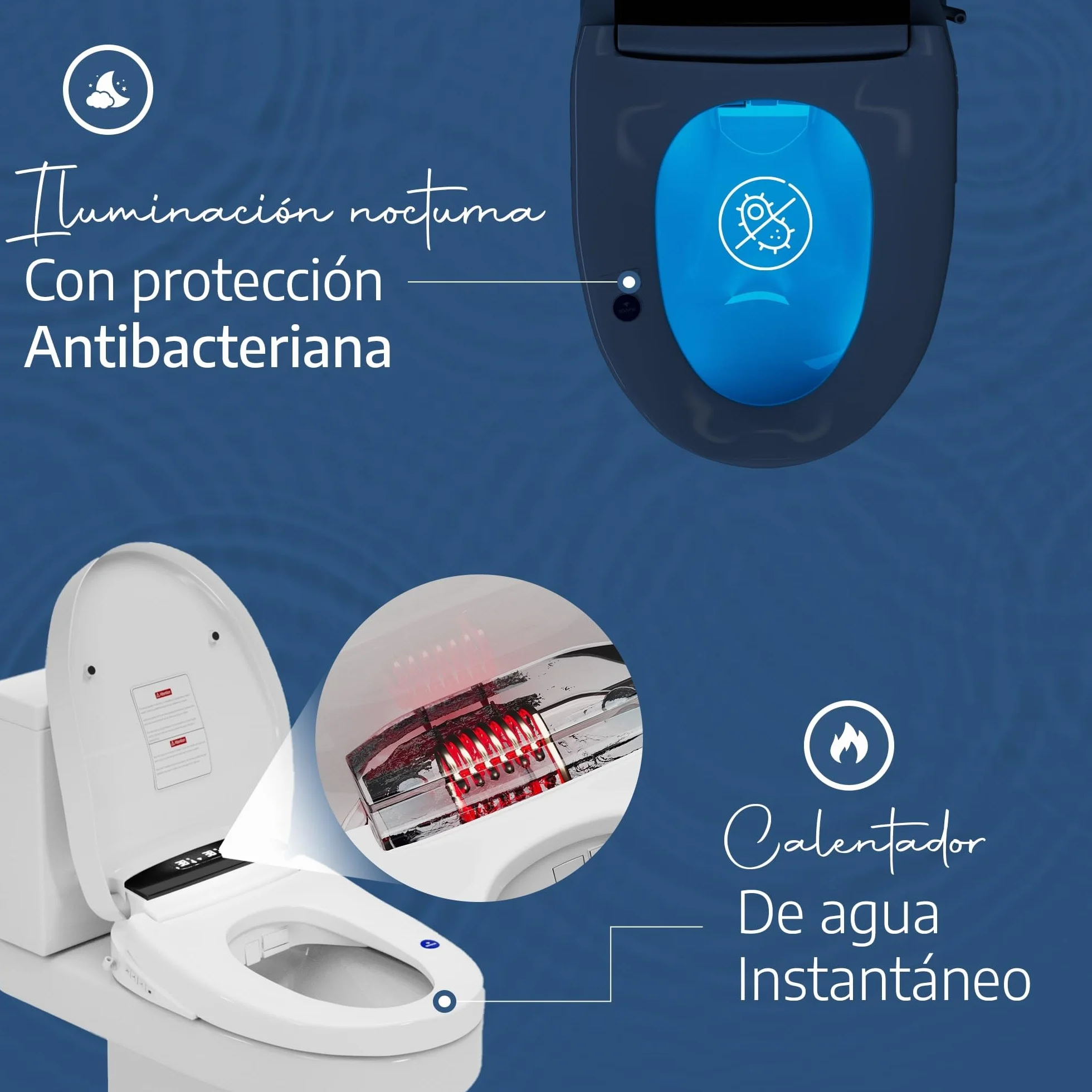 Marca Francesa : Asiento Inodoro Inteligente japones con chorro de agua caliente, Tapa WC Japonesa Calefactable, Baño japonés, Tapa de Vater japonés, Bidet electrico, Confort y Elegancia