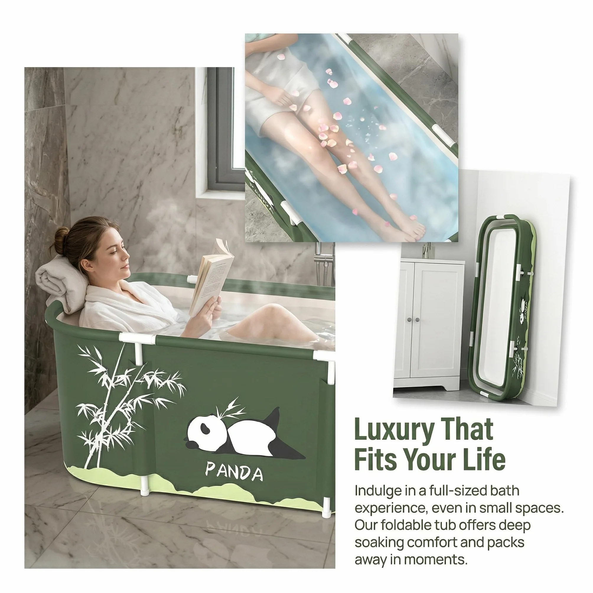 Bañera plegable para dos personas – Baño caliente con diseño aislado – Material robusto e impermeable – Incluye grifo de desagüe y asas de transporte