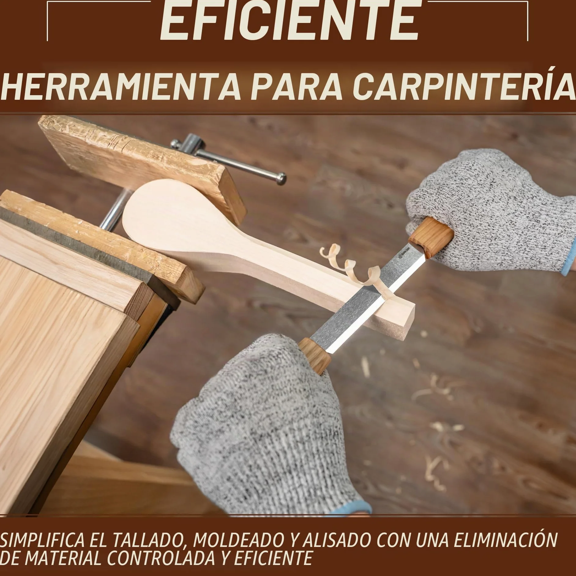 BeaverCraft Cuchilla de Talla DK2s 4.3" con Funda de Cuero – Herramienta de Carpintería para Dar Forma y Detalles, Talla de Cucharas y Madera