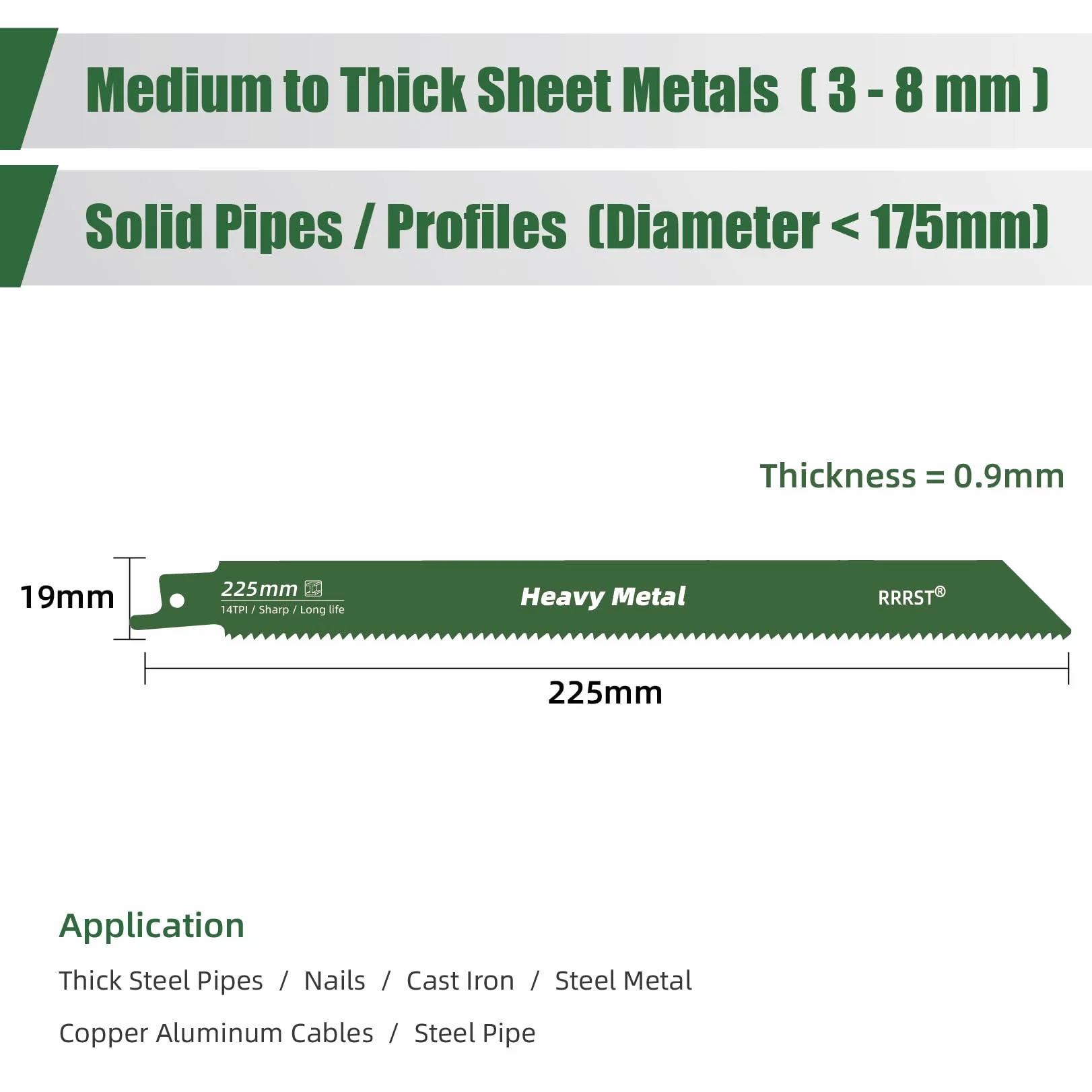 Juego de 6 hojas de sierra sable de 225 mm, 3 piezas 14TPI para metal pesado, 3 piezas 18TPI para corte fino de metal, fácil y duradero