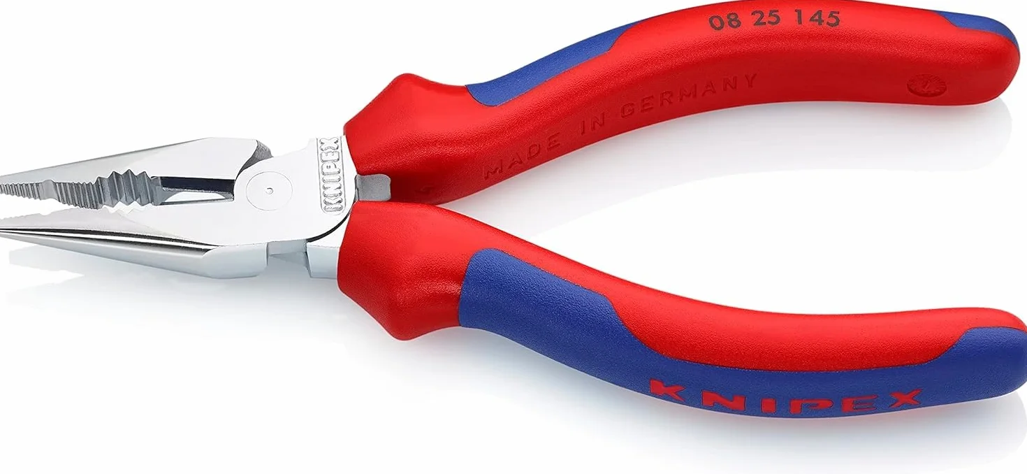 KNIPEX Alicate universal en punta con cartulinas autoservicio cromado con mangos confort 145 mm, 08 25 145 SB