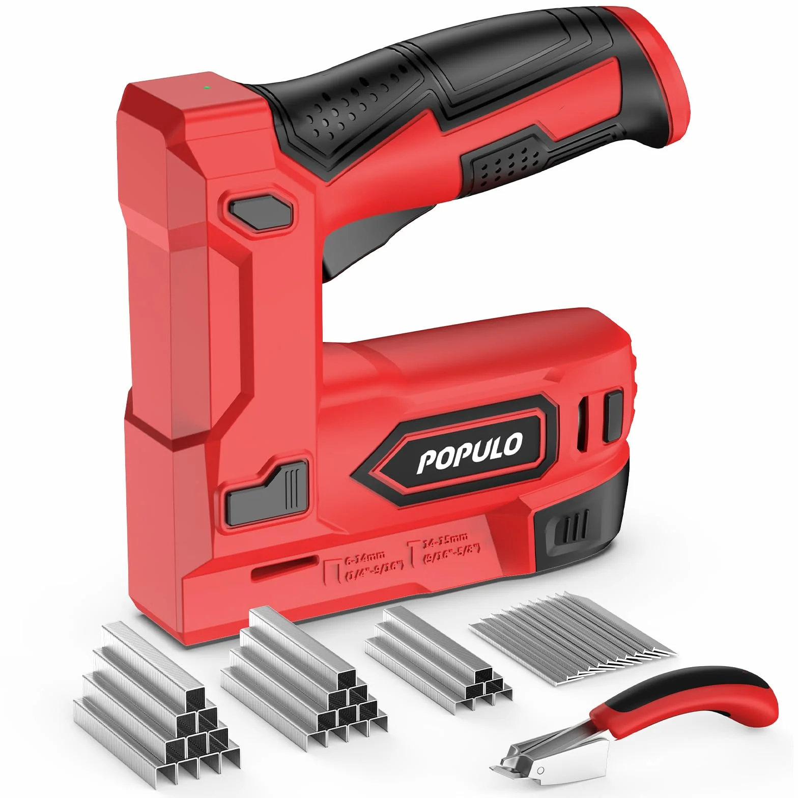 POPULO Pistola grapadora eléctrica, 2 en 1, grapadora eléctrica Tacker 4V, kit de clavadora Brad inalámbrica de 4V, pistola de clavos alimentada por batería para tapicería, carpintería, bricolaje con