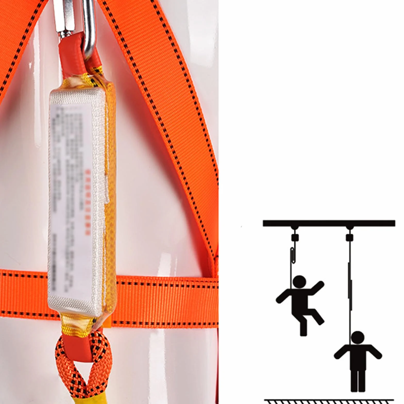 Conjunto Arnés Anticaídas: Arnés de 5 Puntos, 2 Ganchos, 2m de Cuerda de Seguridad, Dispositivo de Captura + Regalo: Chaleco Reflectante y Mochila
