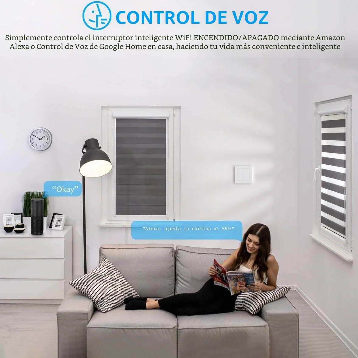 SMARTERCURRY Interruptor de persiana enrollable WLAN [6.1Gen], interruptor inteligente temporizador, seguridad para niños, control de persianas enrollables compatible Alexa/Google, 1 pieza | Blanco