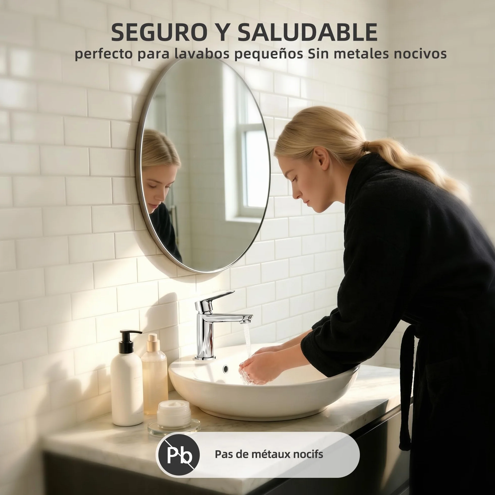 BELZ Grifo de Baño, Grifo de Baño Monomando para Lavabo, Grifo Mezclador de Latón Sólido, Ahorrador de Agua y Duradero, Cromado